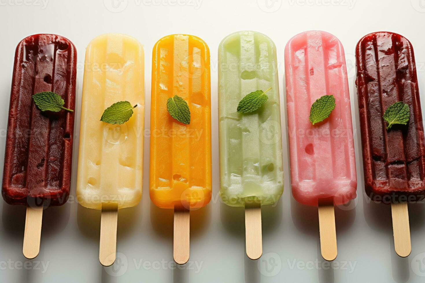 closeup of refreshing popsicles melting quickly AI Generated photo