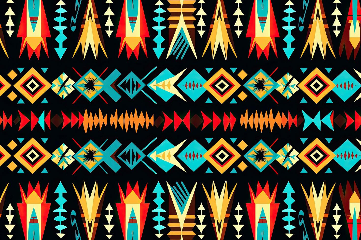 Seamless ethnic aztec pattern. Tribal aztec vector background, Ethnic ikat seamless pattern in tribal. Aztec geometric ethnic ornament print., AI Generated photo