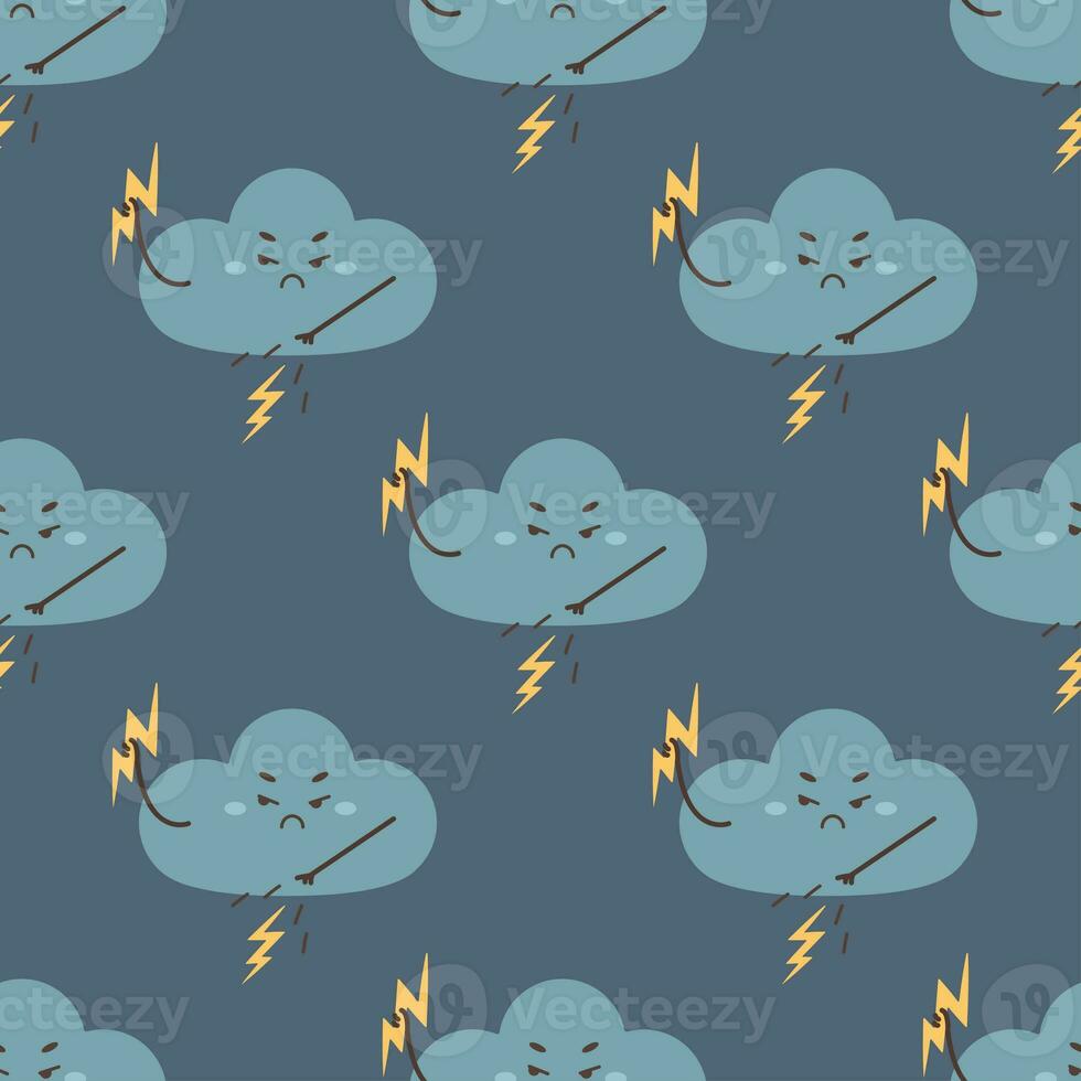 pattern seamless evil storm cloud, character, vector photo