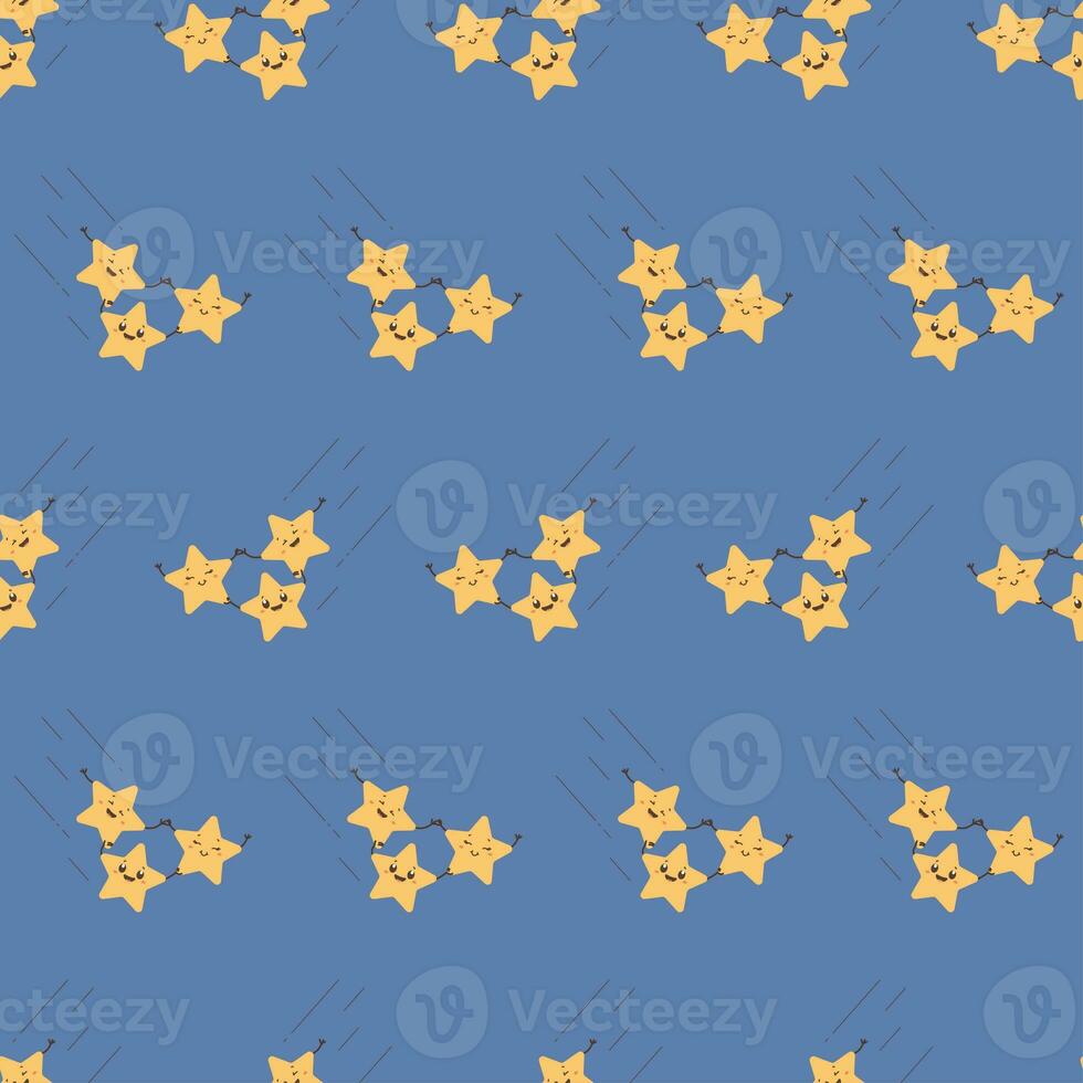 seamless starfall pattern, stars holding hands, vector photo