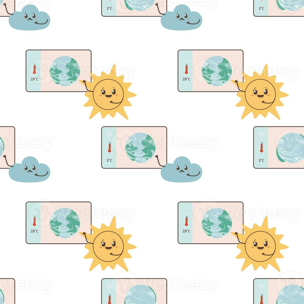 Pattern seamless weather forecast, sunshine and cloud lead the weather forecast photo