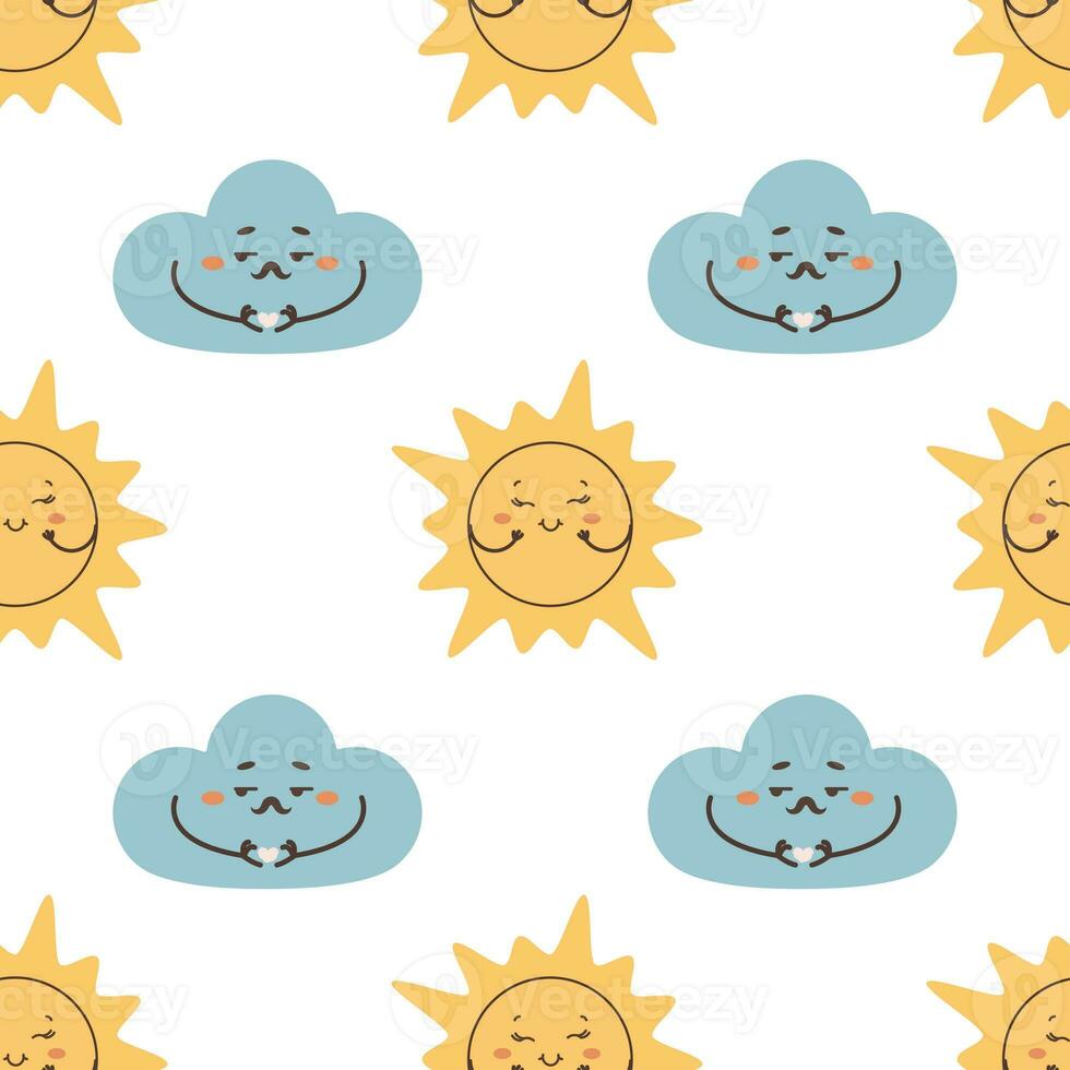 Seamless cloud pattern showing a heart, flirting with the sun , overcast photo