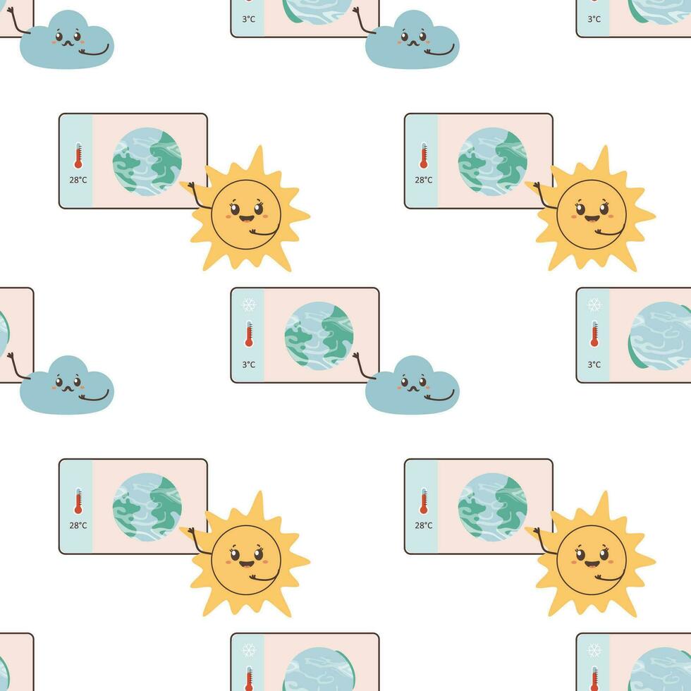 Pattern seamless weather forecast, sunshine and cloud lead the weather forecast vector
