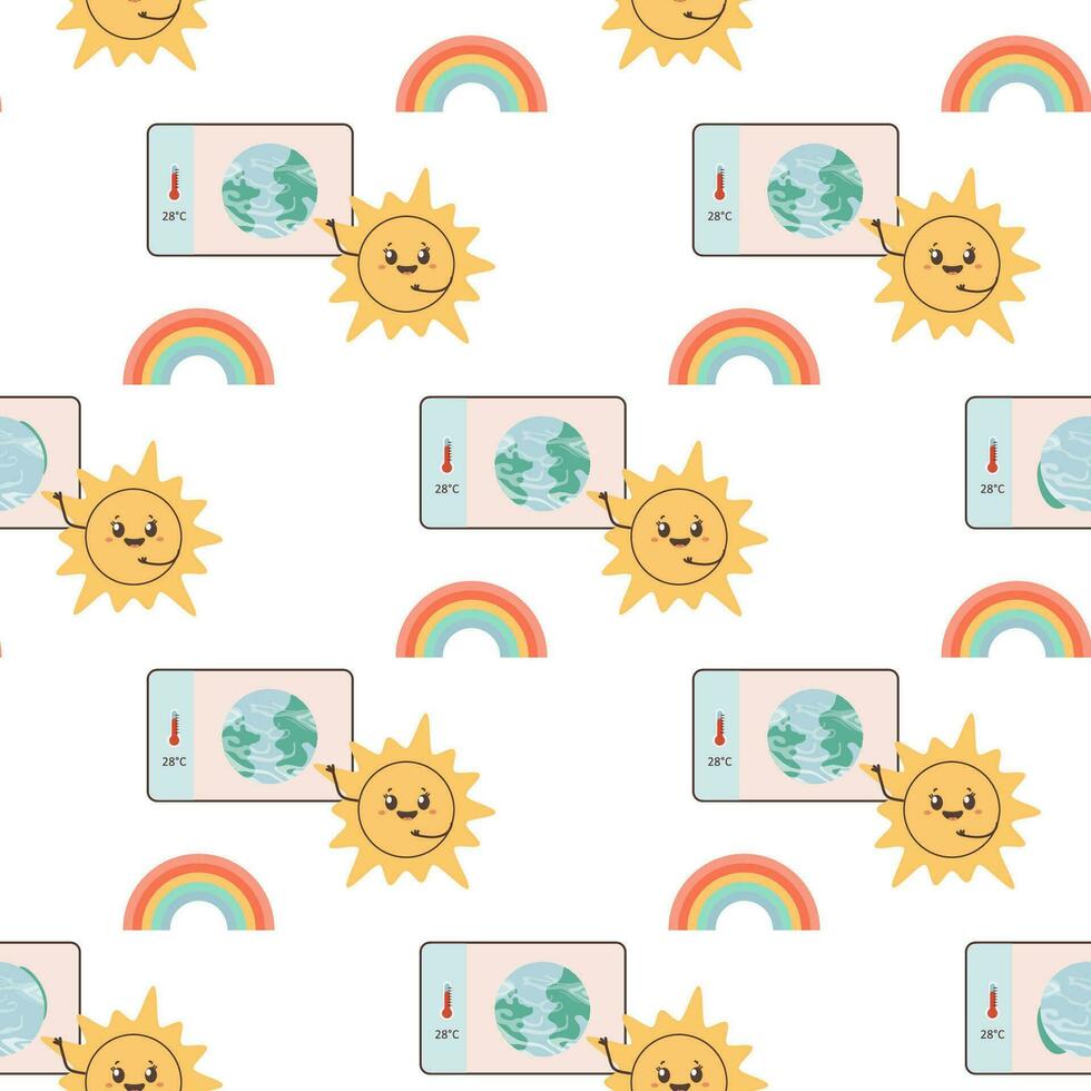 Pattern seamless weather forecast, sunshine and cloud lead the weather forecast vector