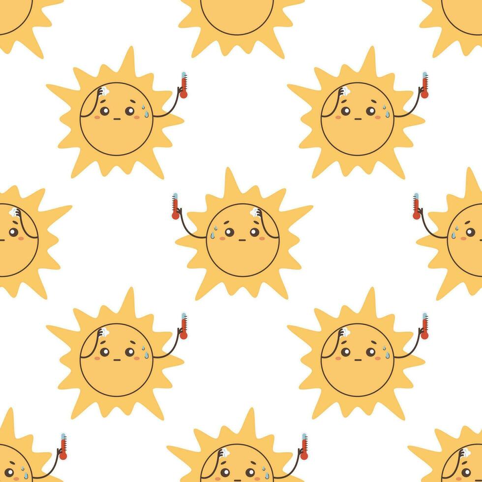 pattern seamless hot sun hot sun character vector