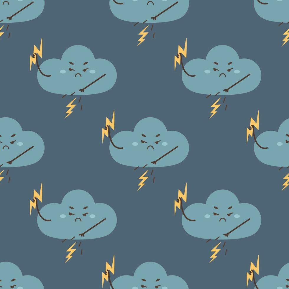 pattern seamless evil storm cloud, character, vector