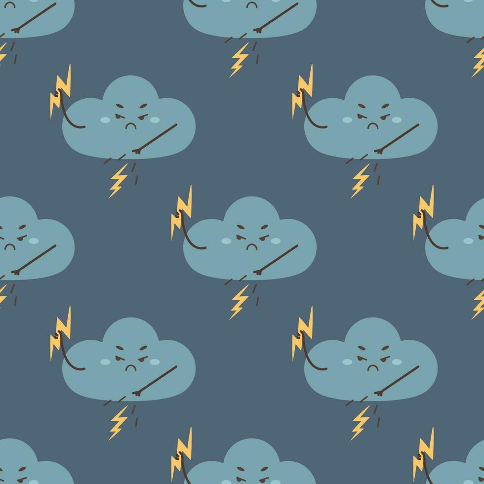 pattern seamless evil storm cloud, character, vector