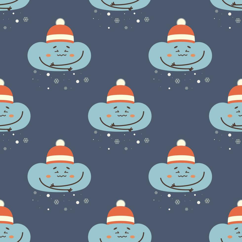 pattern seamless snow cloud, cold, character, vector