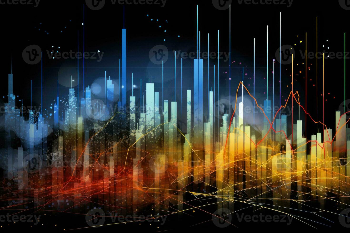 Futuristic abstract background with graphs and charts. Vector illustration, Economy trends background for business idea and all art work design, AI Generated photo
