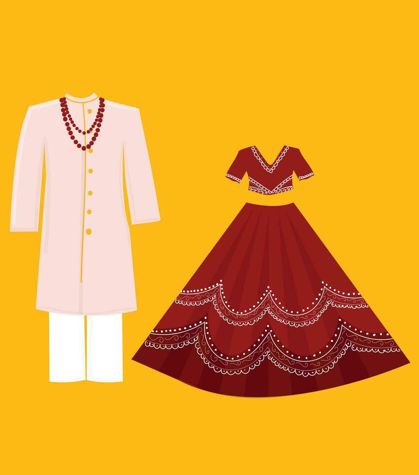 Bride And Groom Traditional Outfit vector