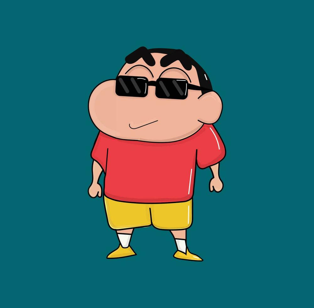 Shinchan cool pose with sunglasses vector