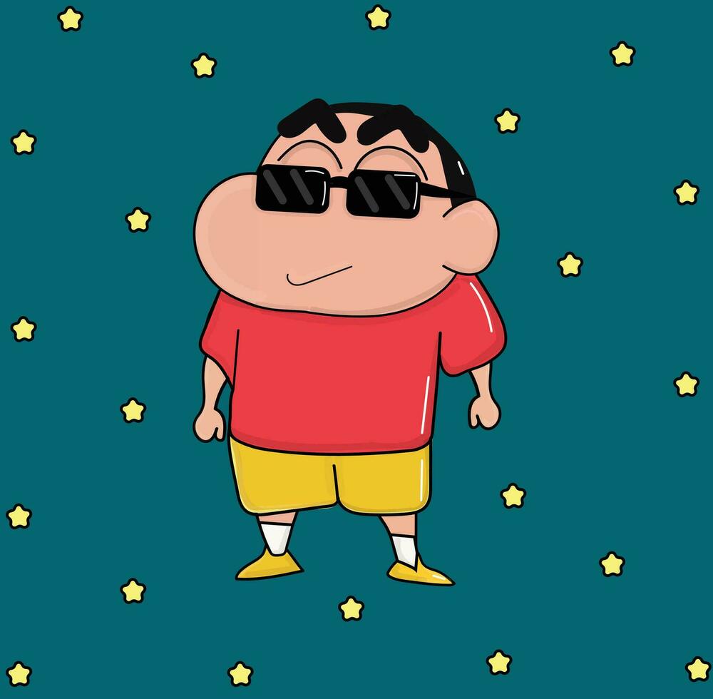 Shinchan cool pose with sunglasses vector