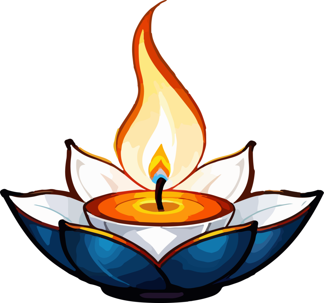 Diya Oil Lamp Clipart AI Generative png