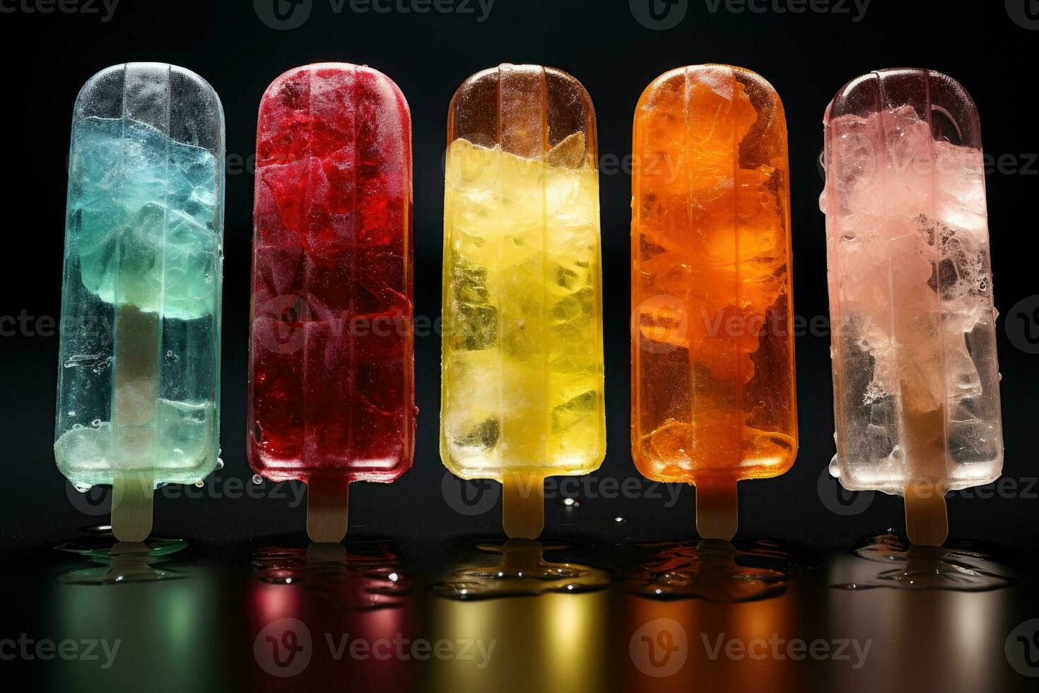 closeup of refreshing popsicles melting quickly AI Generated photo