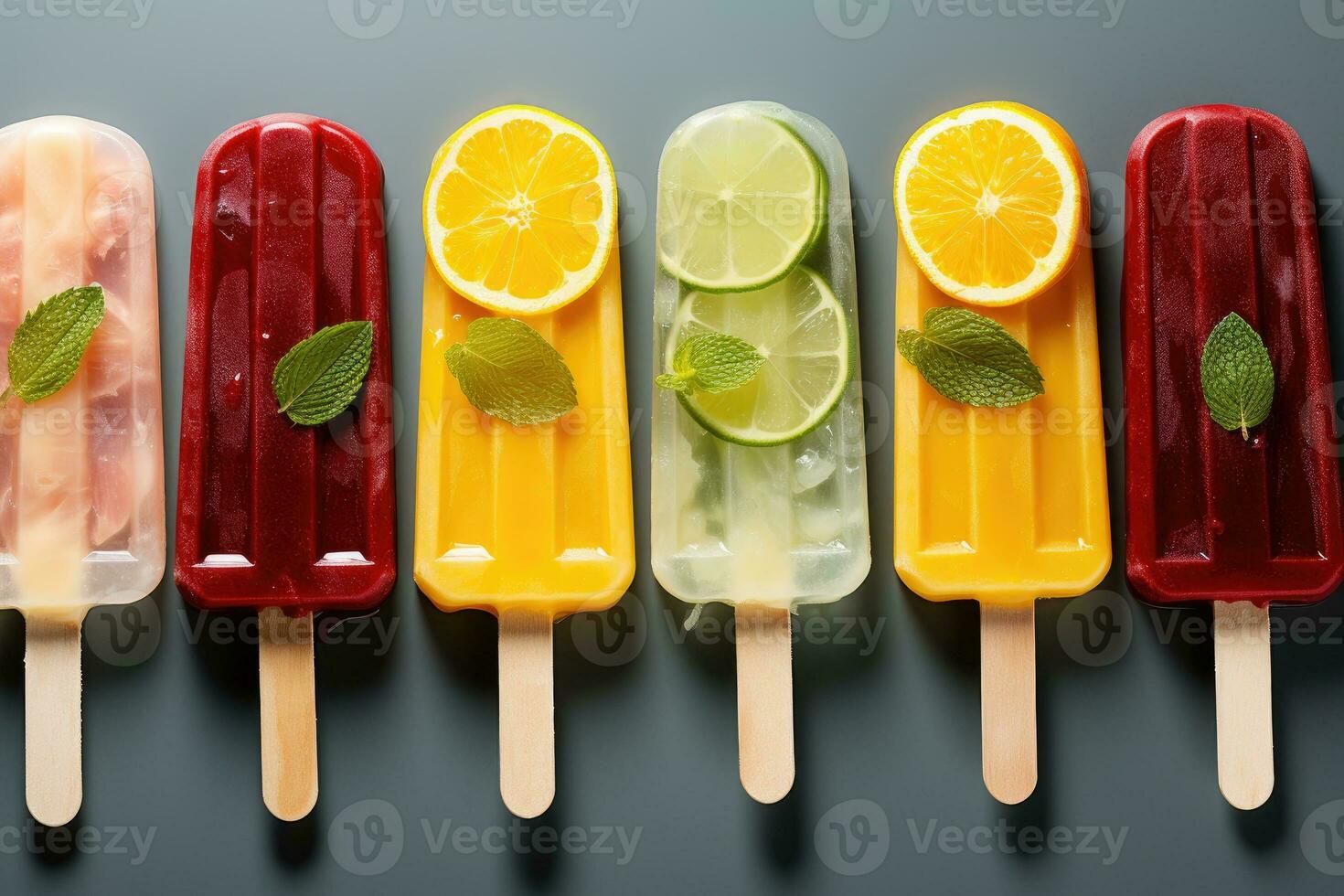 closeup of refreshing popsicles melting quickly AI Generated photo