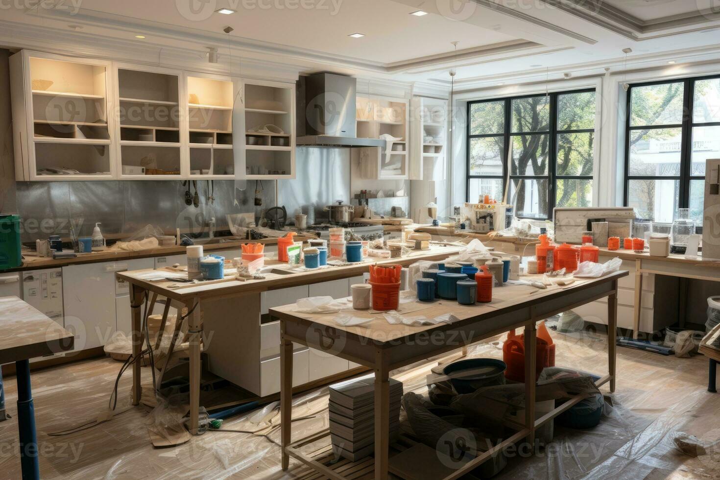 kitchen renovation process repair construction AI Generated photo