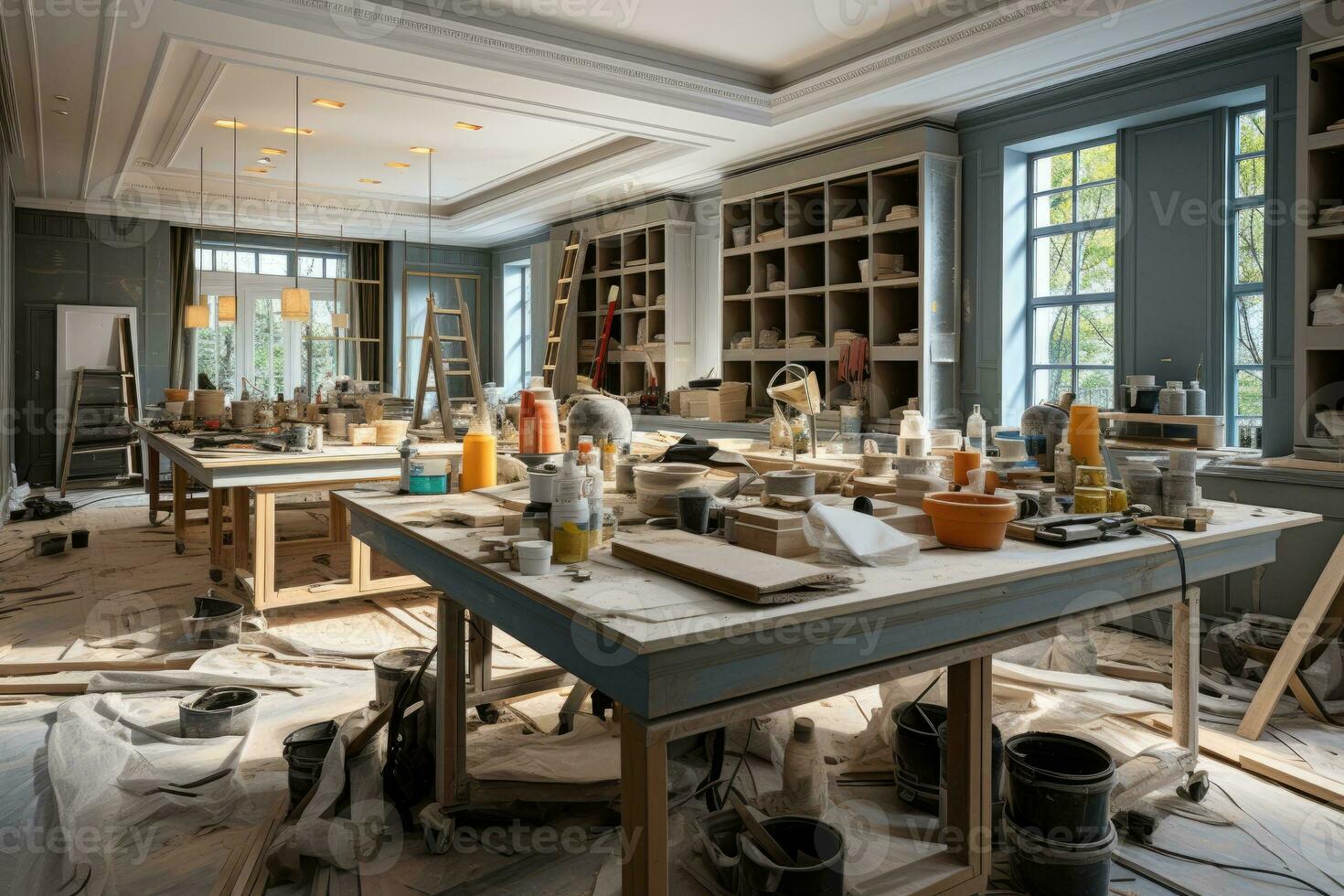 kitchen renovation process repair construction AI Generated photo