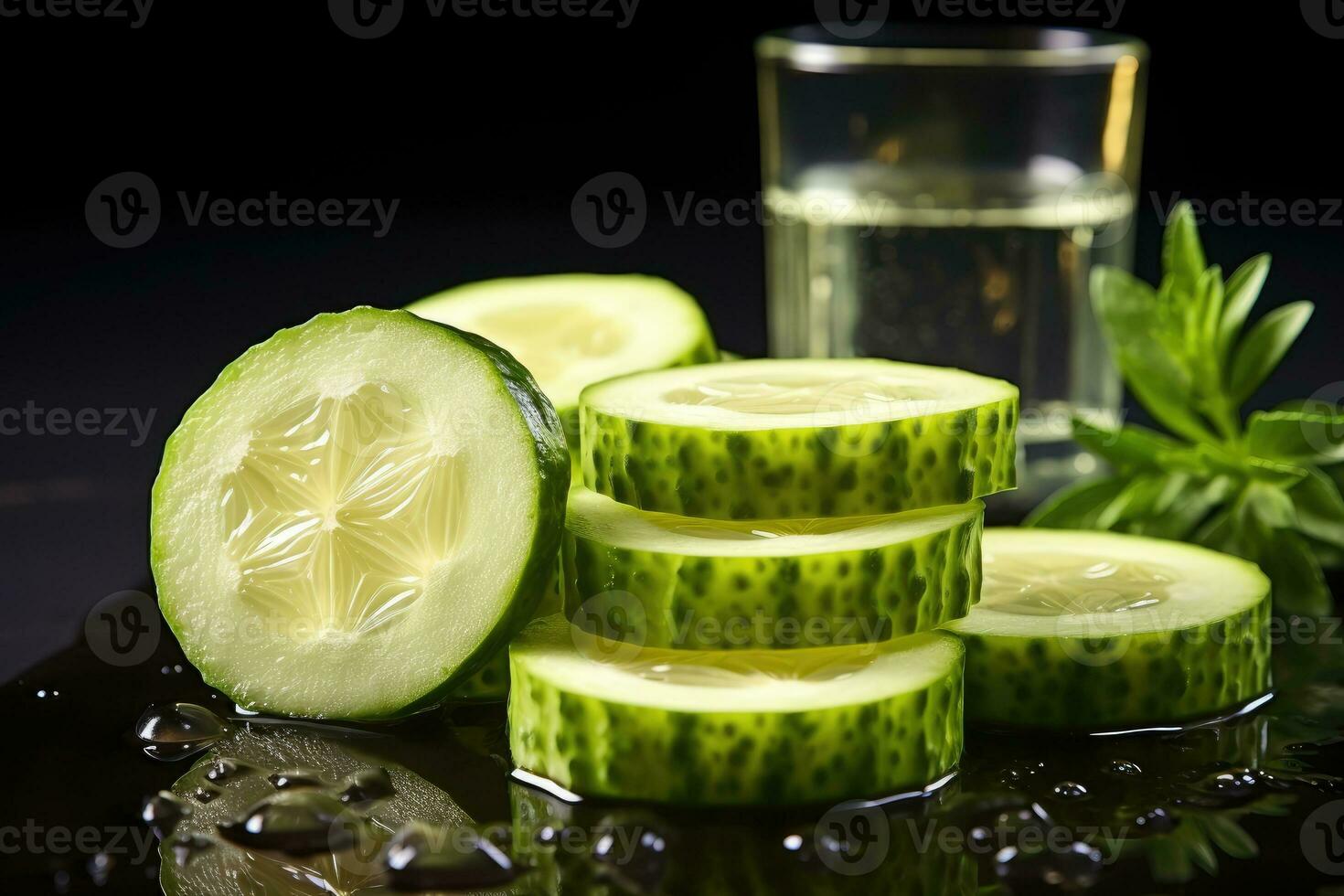 photos of cucumber in indoor photo studio AI Generated