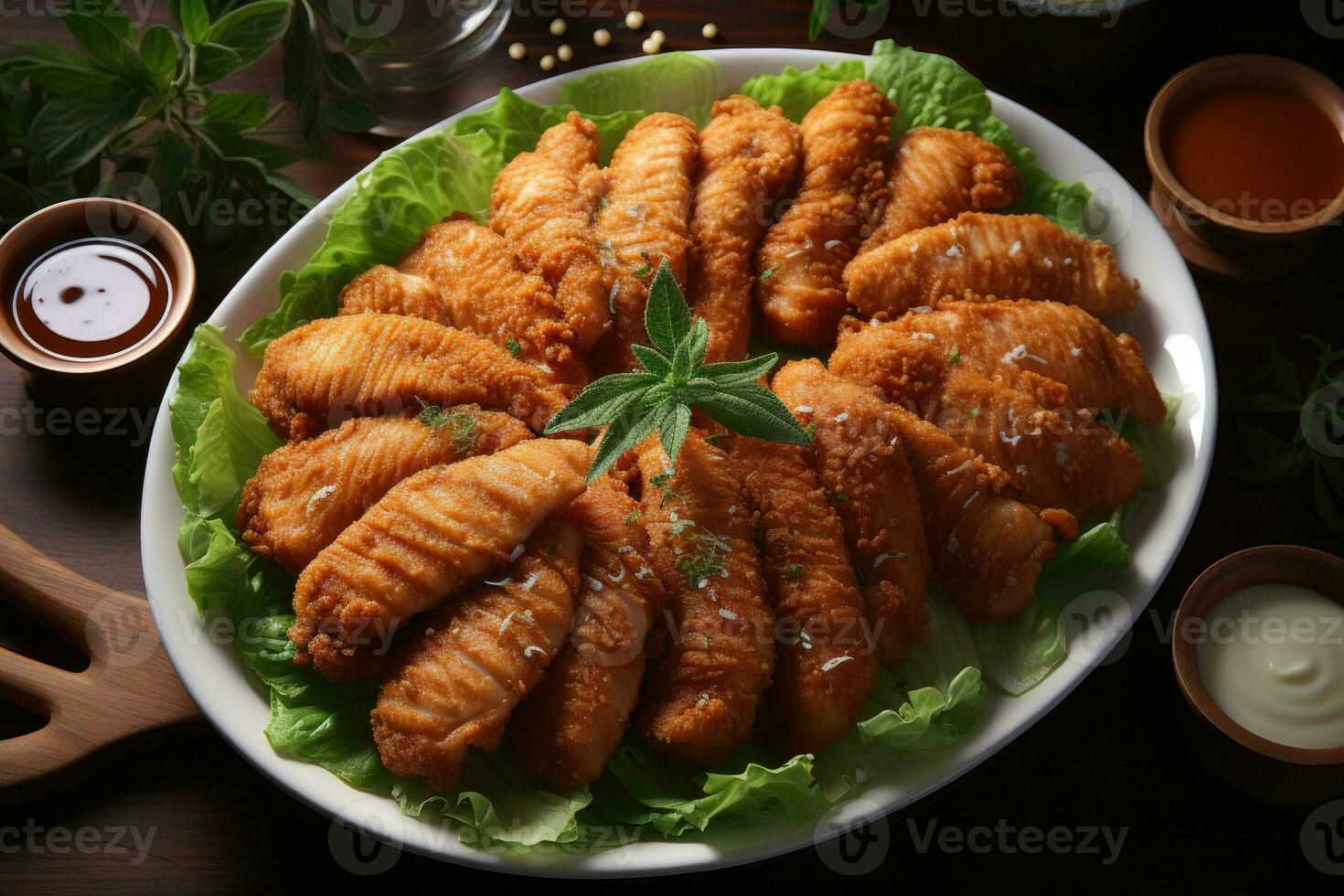 photos of chicken tenders in indoor photo studio AI Generated