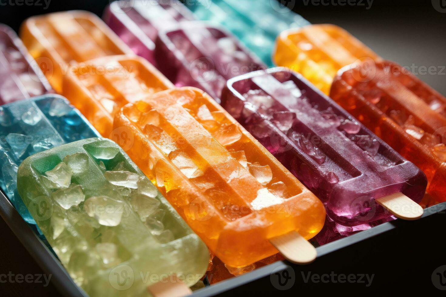 closeup of refreshing popsicles melting quickly AI Generated photo