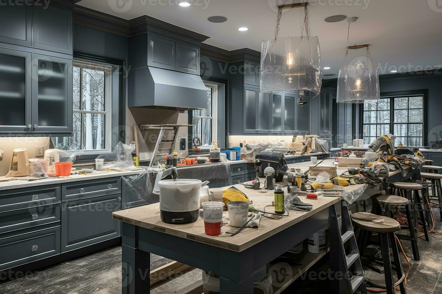 kitchen renovation process repair construction AI Generated photo