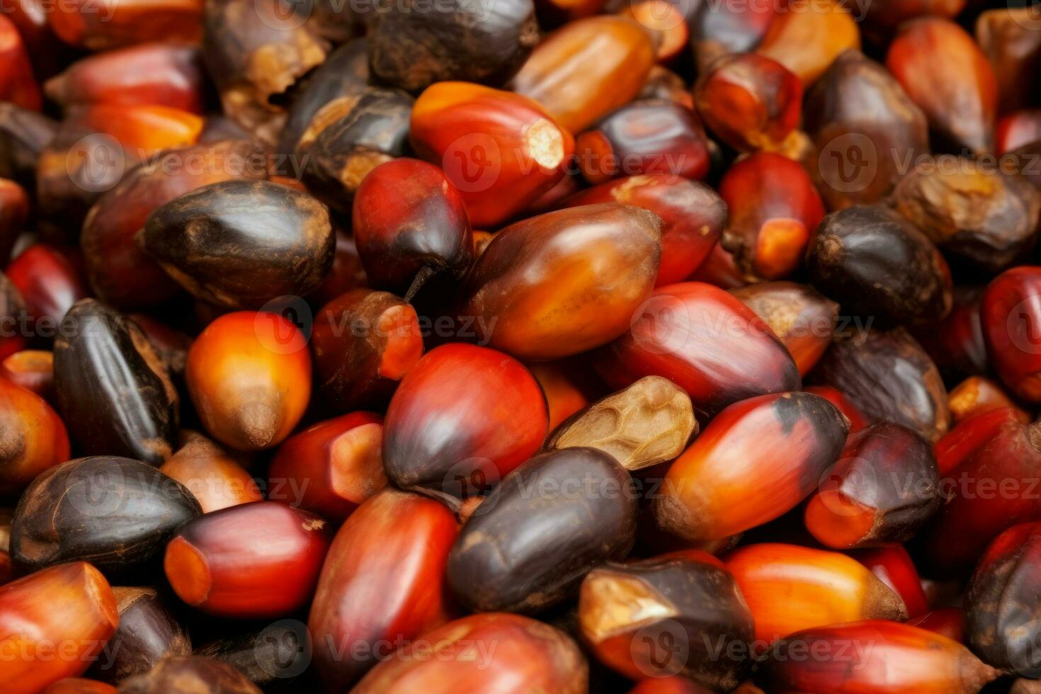 Oil palm seeds background fruits. Generate Ai photo