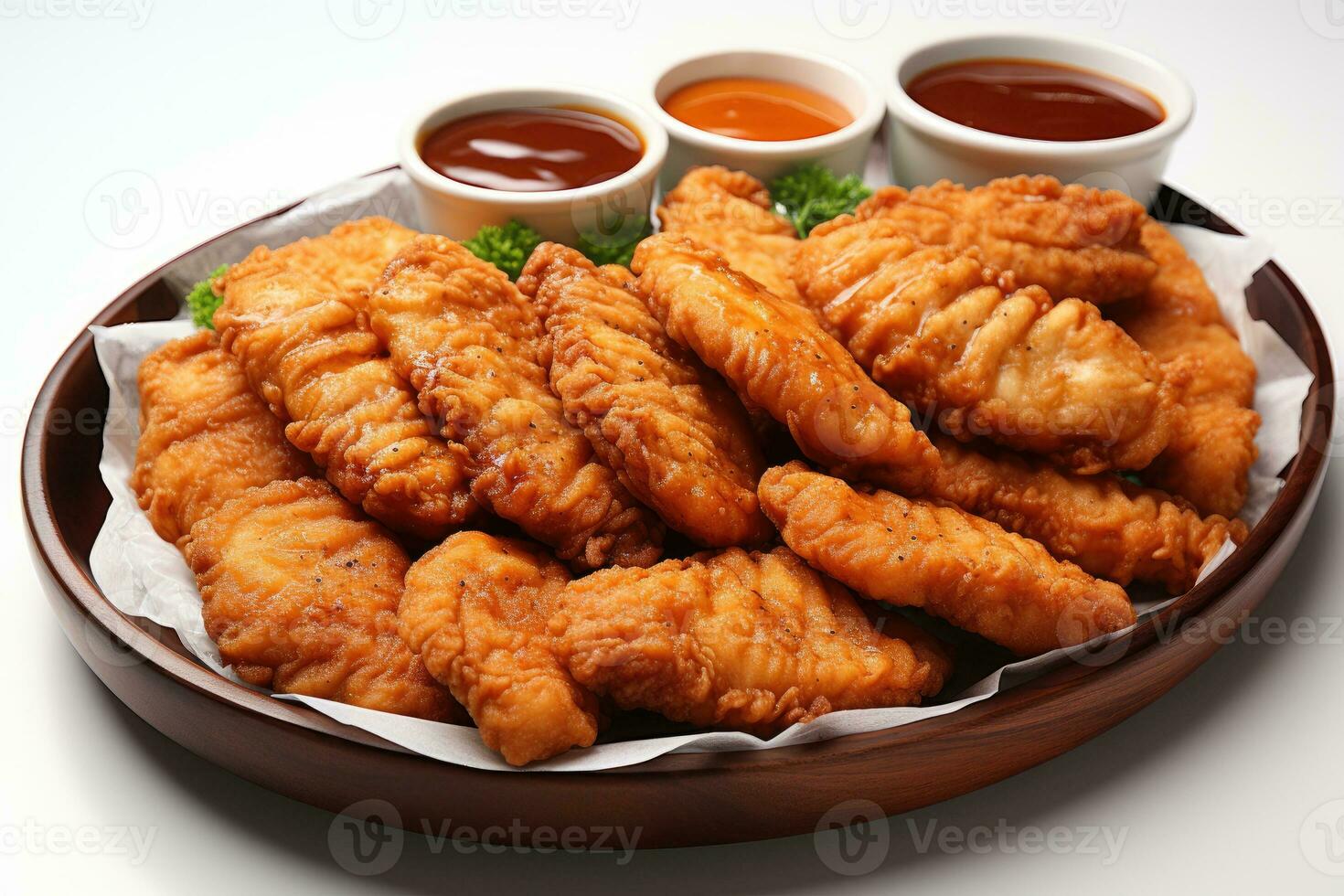 photos of chicken tenders in indoor photo studio AI Generated