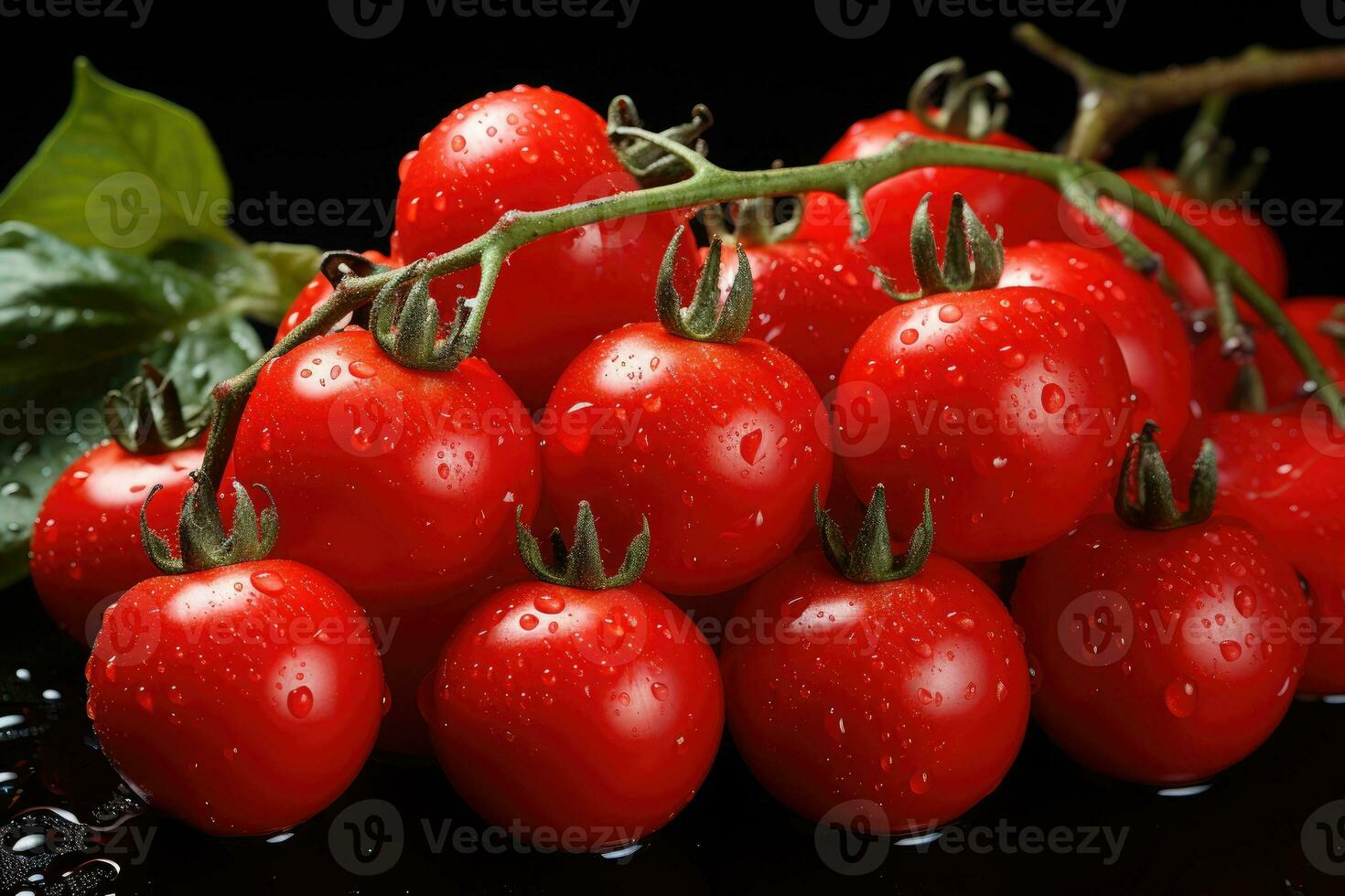photos of cherry tomatoes in indoor photo studio AI Generated