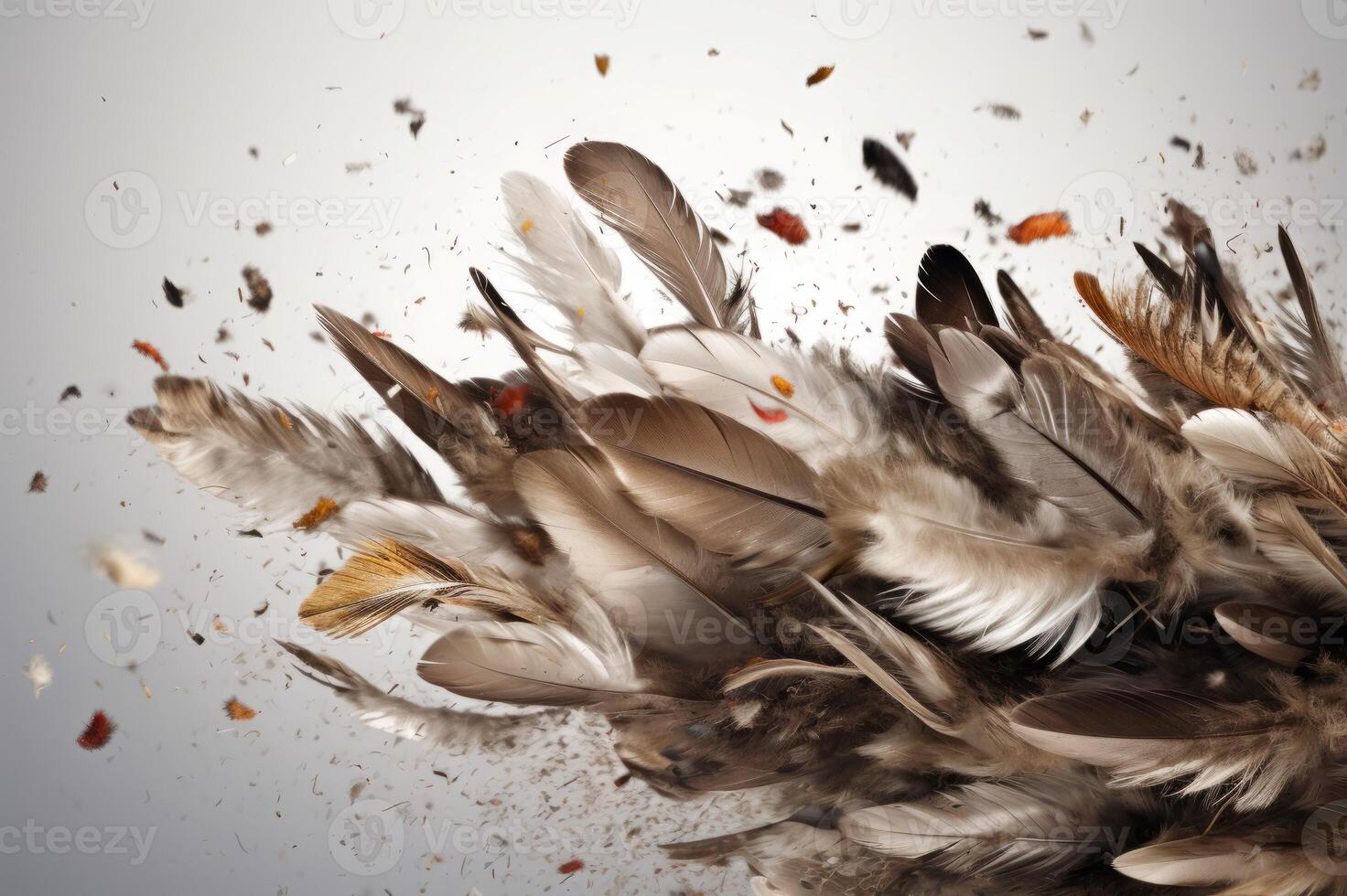 Falling feathers confetti light. Generate Ai photo