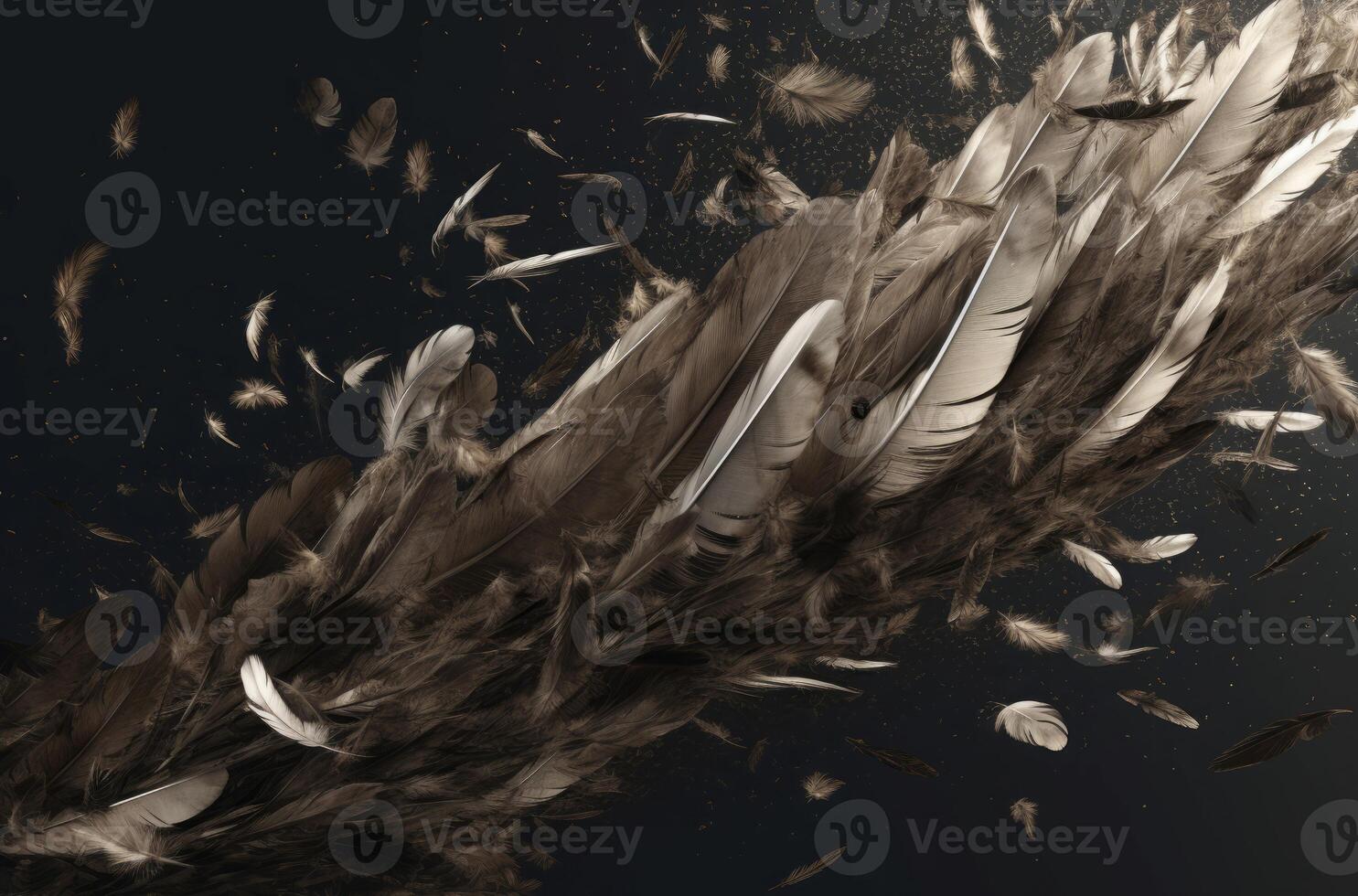 Falling feathers confetti. Generate Ai photo