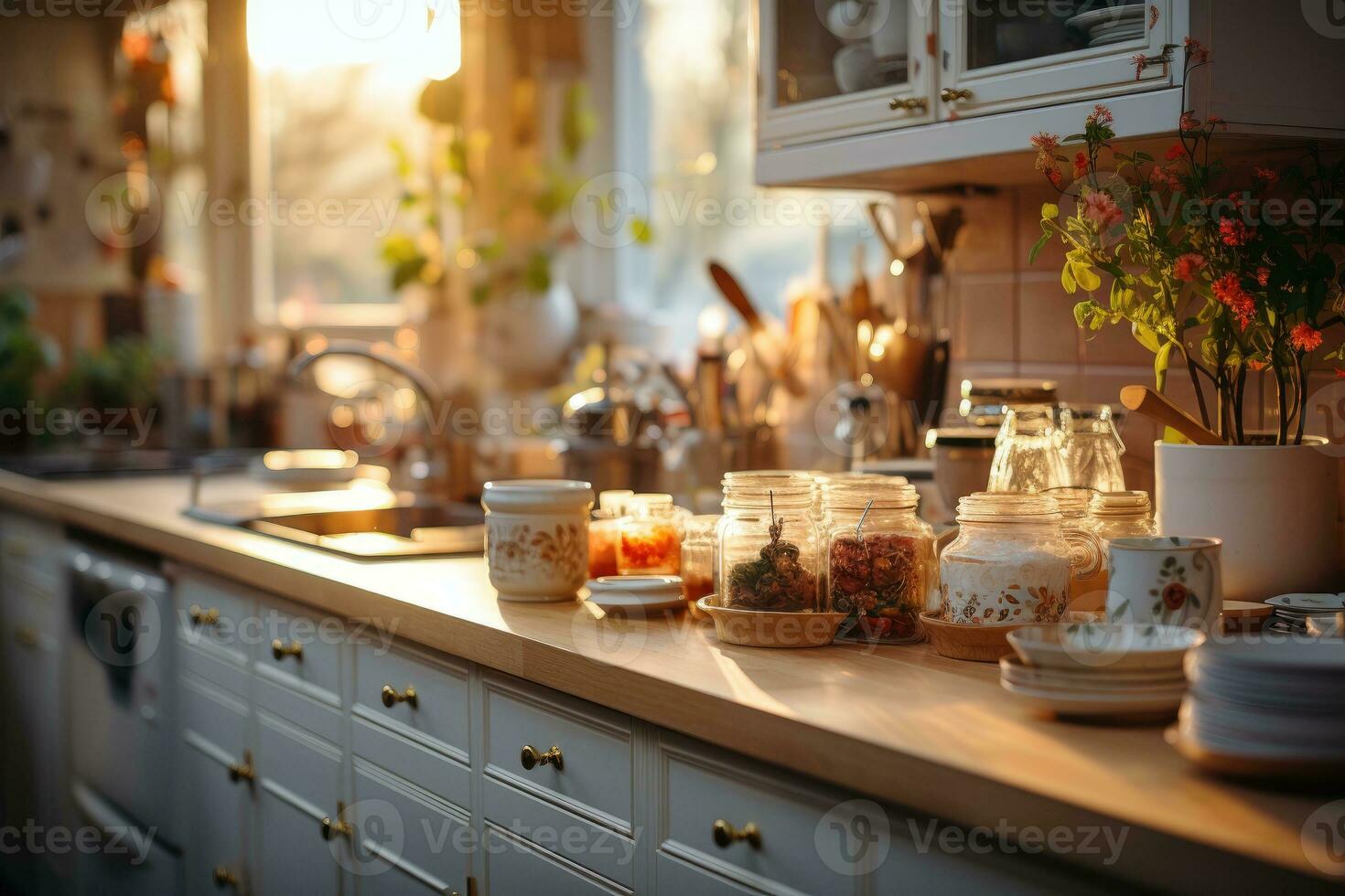 cozy afternoon situation in the kitchen AI Generated photo