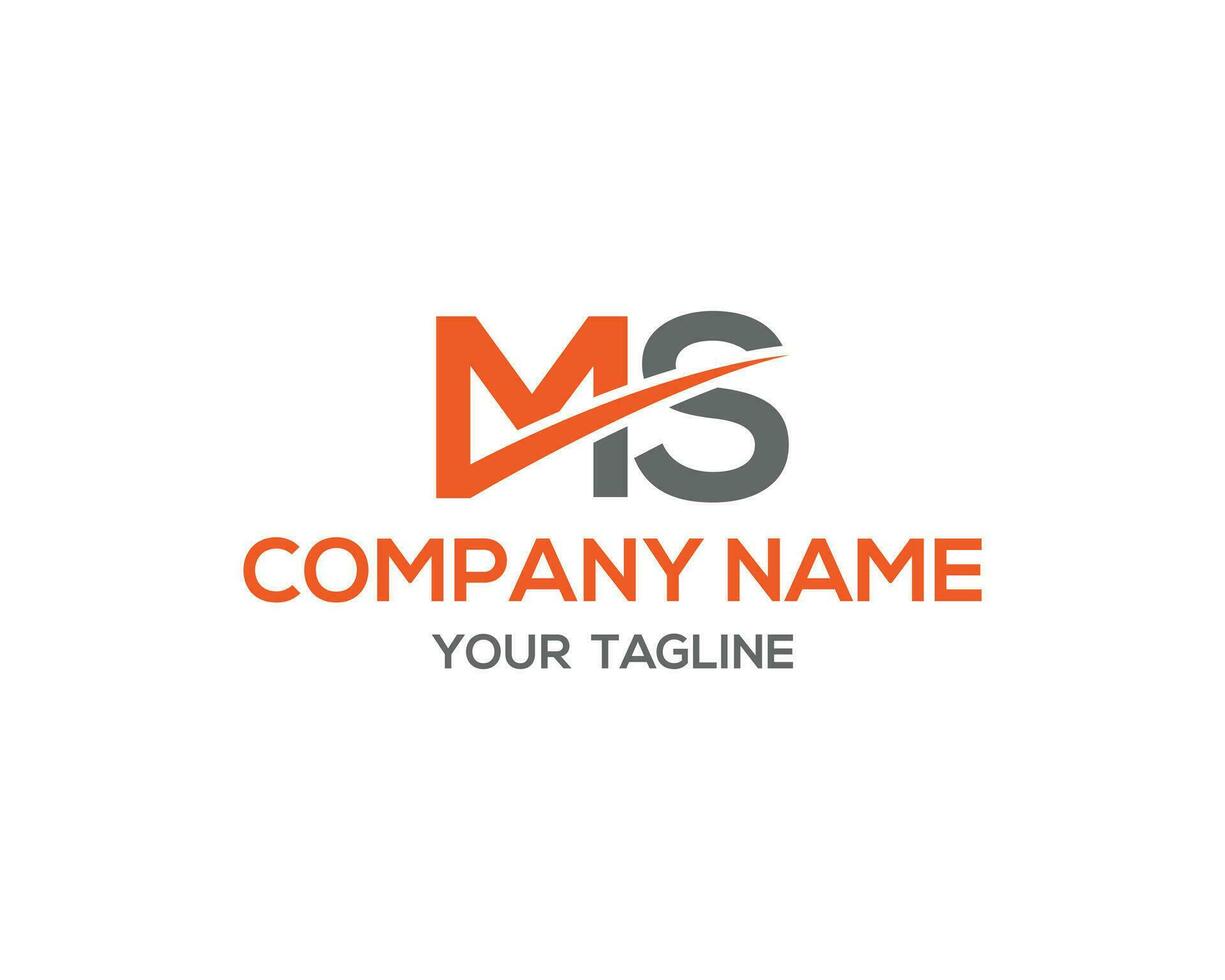 Abstract Letter MS Simple Modern Initial Logo Design Vector Concept Template.