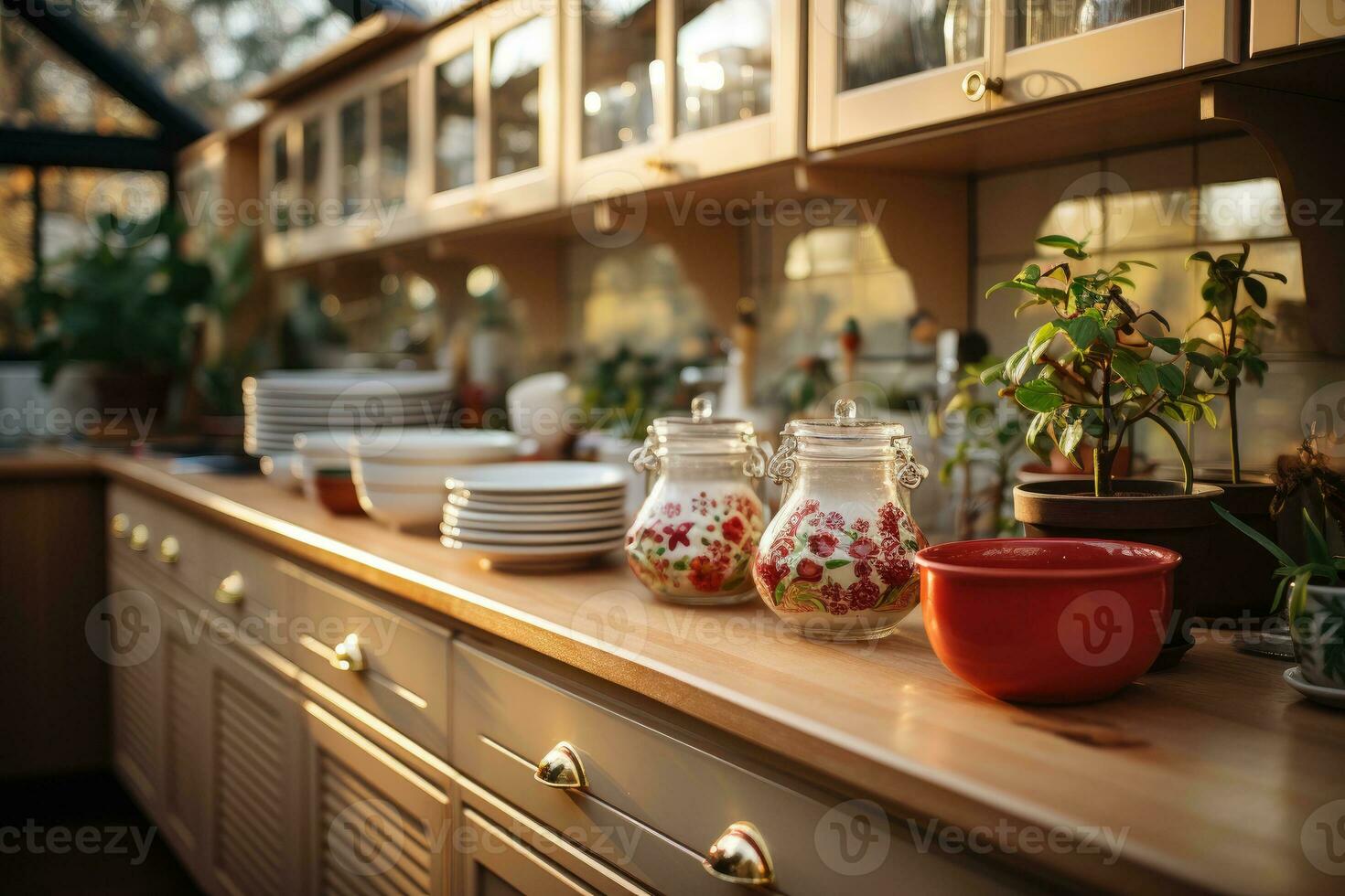 cozy afternoon situation in the kitchen AI Generated photo