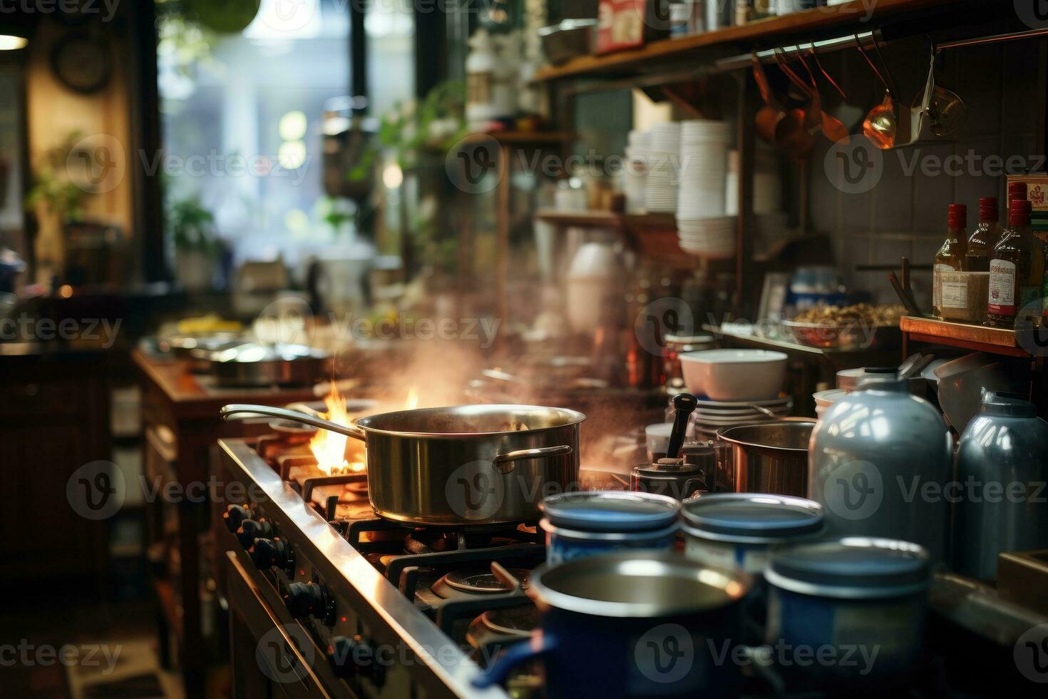 acogedor noche situación en el cocina ai generado foto