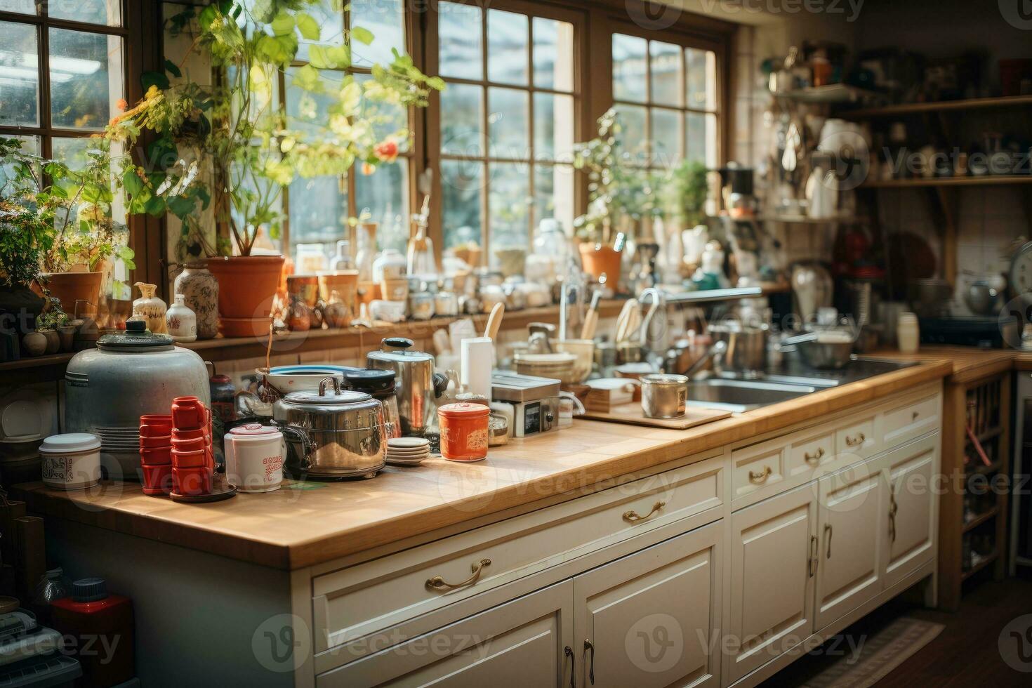 cozy afternoon situation in the kitchen AI Generated photo