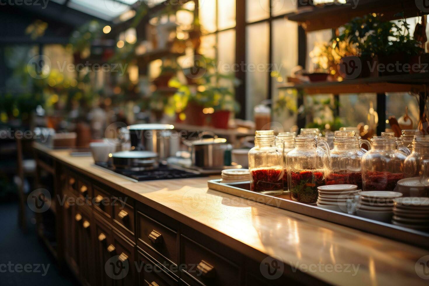 cozy evening situation in the kitchen AI Generated photo