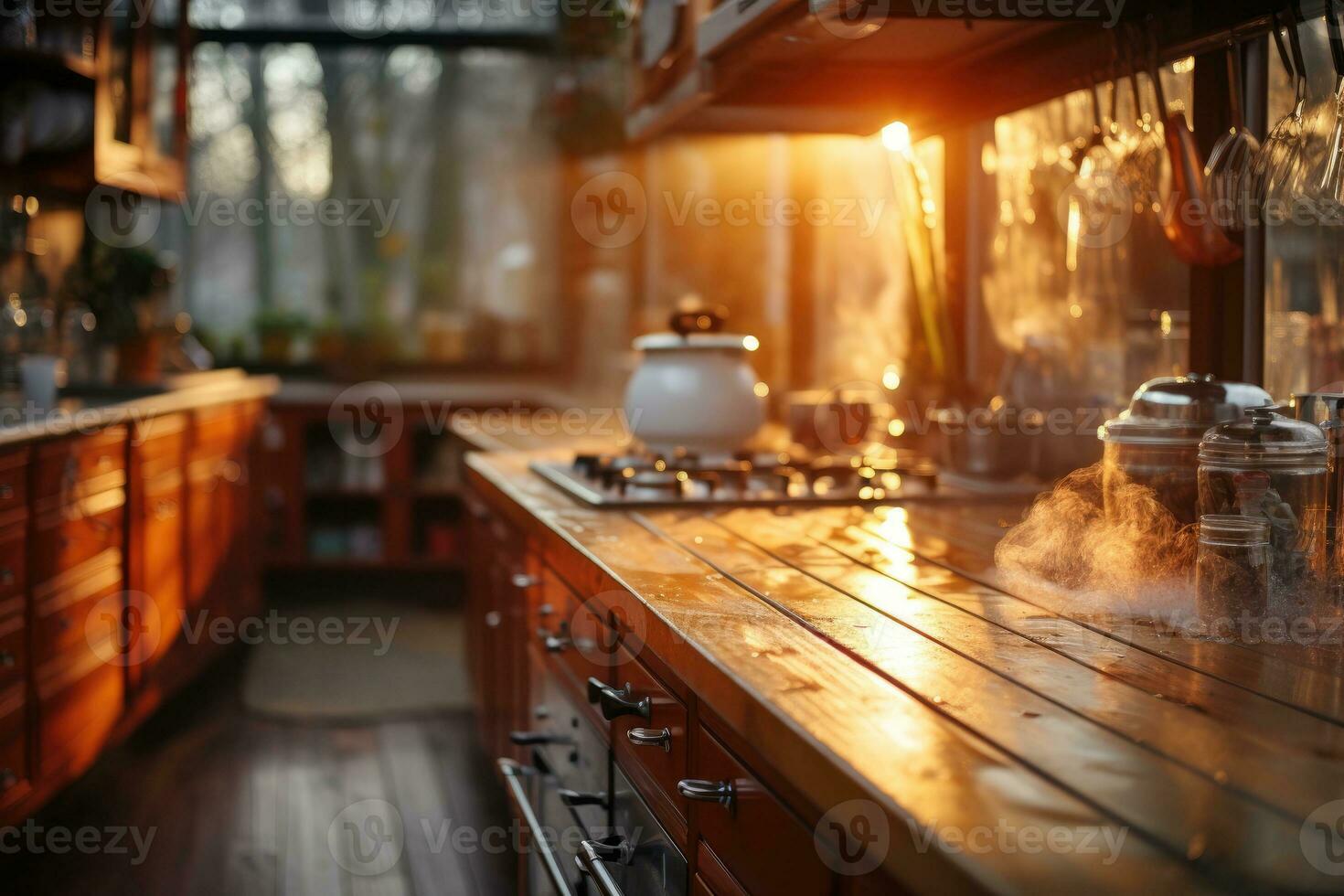 acogedor noche situación en el cocina ai generado foto