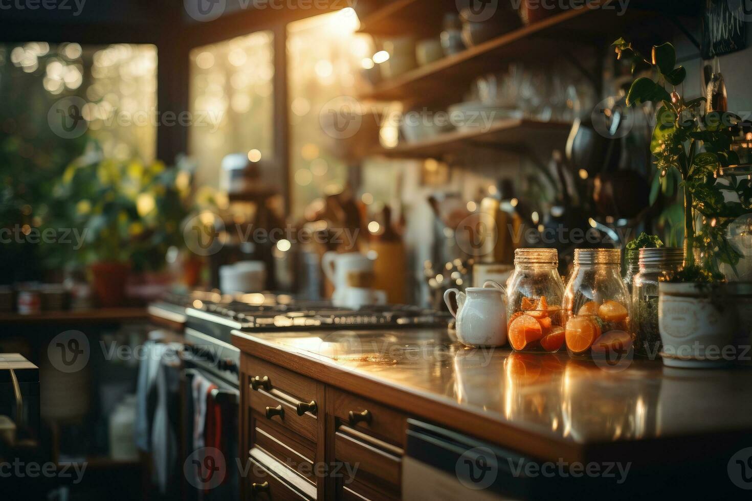 acogedor tarde situación en el cocina ai generado foto