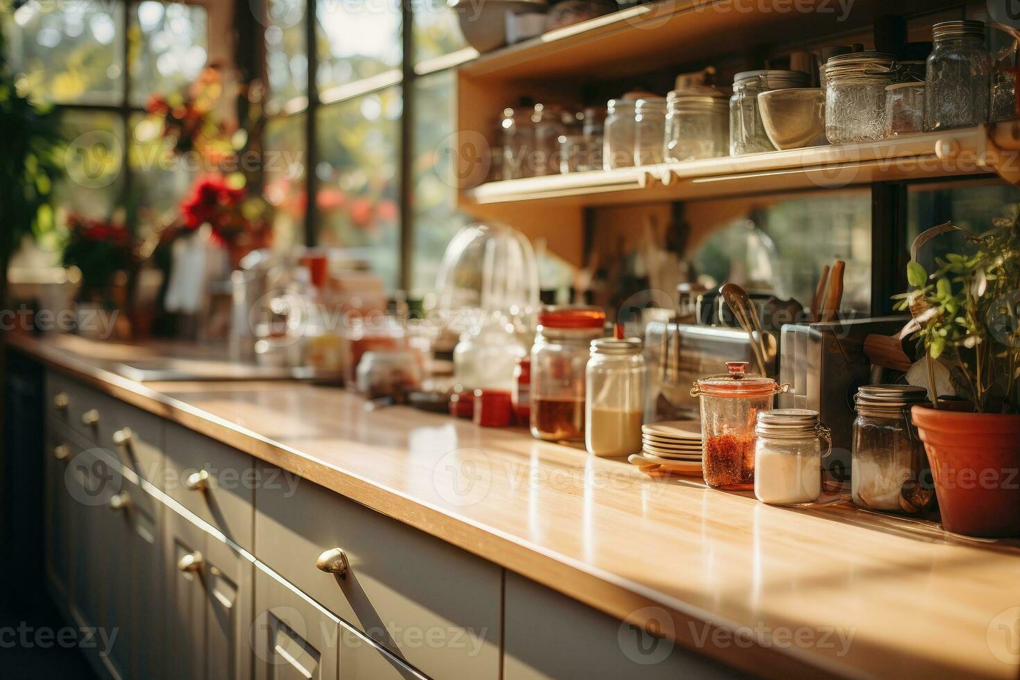 cozy afternoon situation in the kitchen AI Generated photo