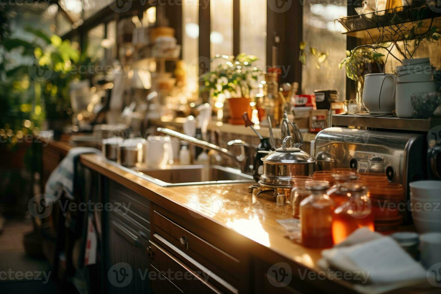 cozy morning situation in the kitchen AI Generated photo