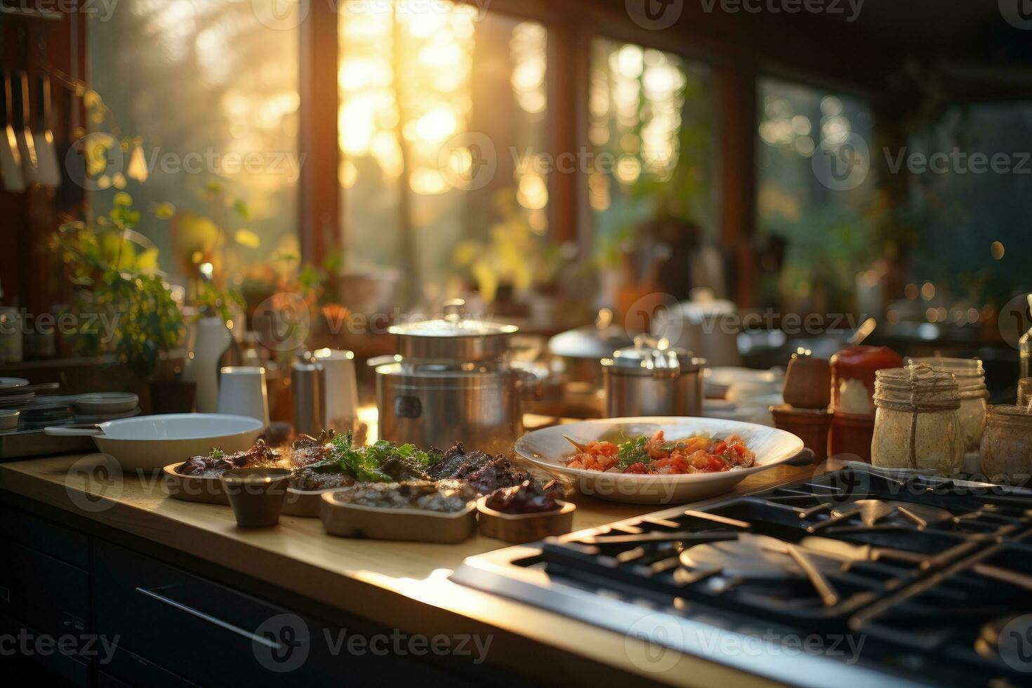 cozy afternoon situation in the kitchen AI Generated photo