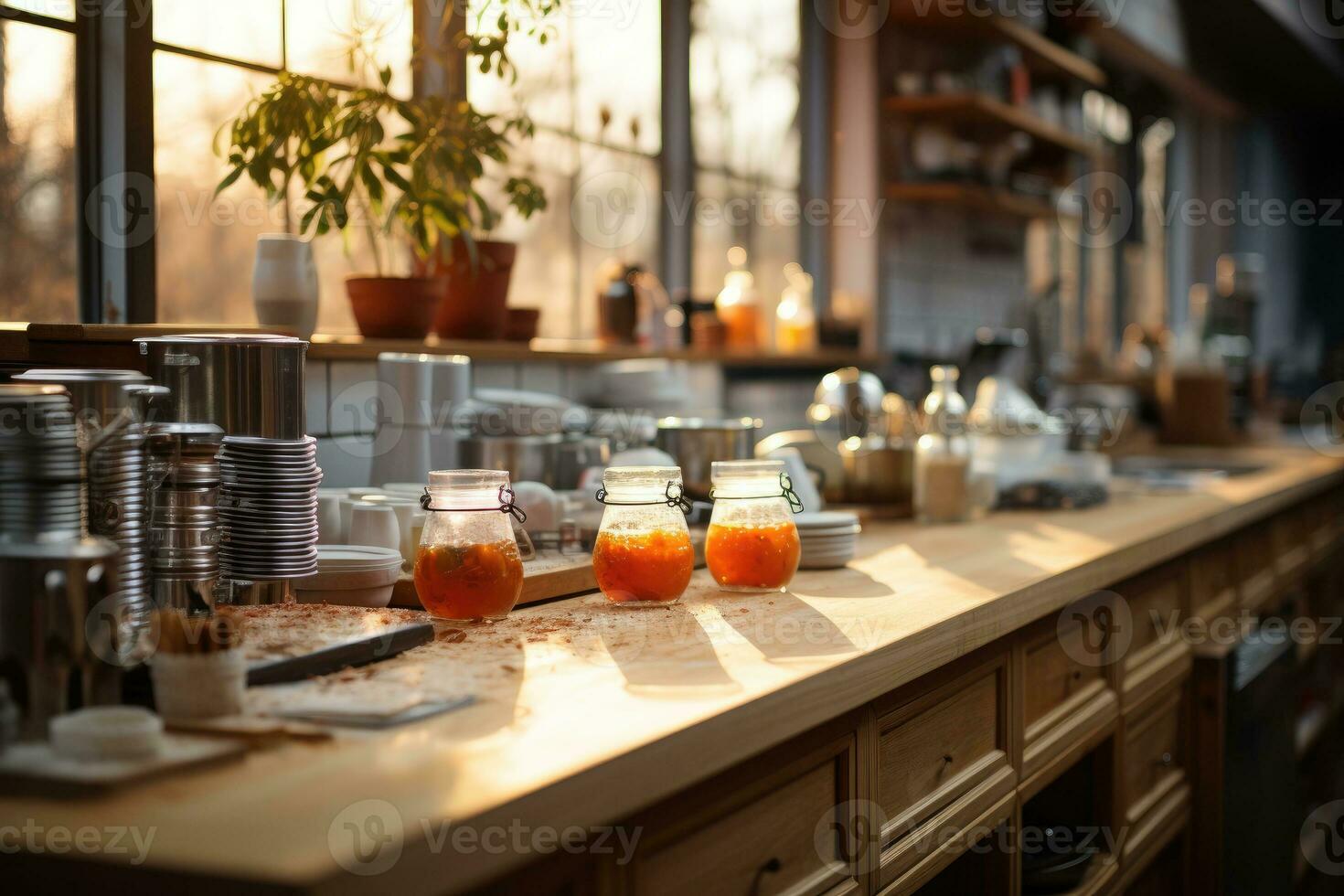 cozy morning situation in the kitchen AI Generated photo