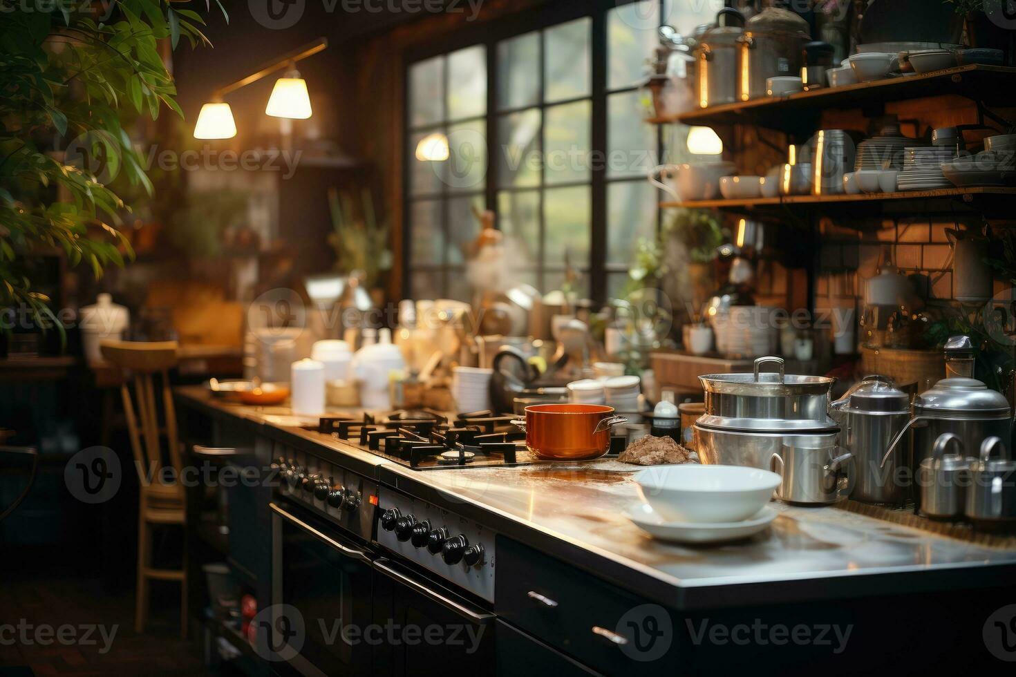 cozy morning situation in the kitchen AI Generated photo