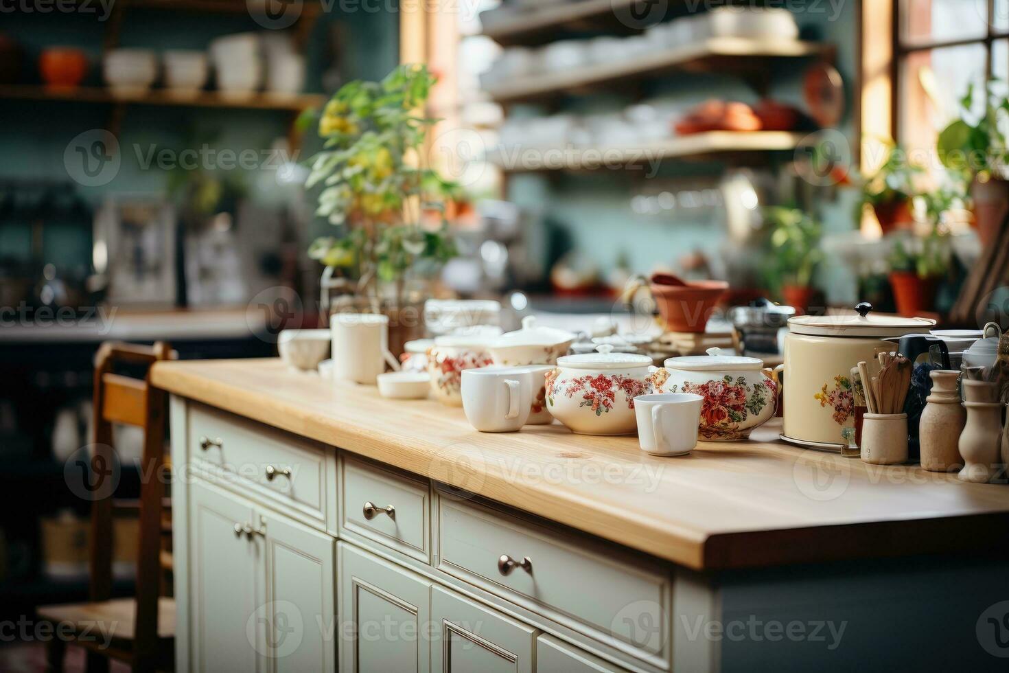 acogedor Mañana situación en el cocina ai generado foto