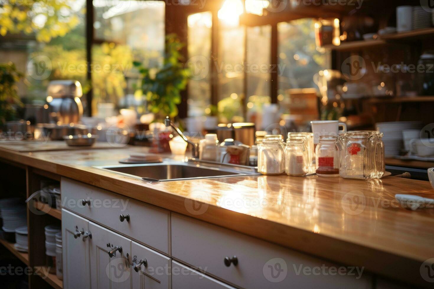 cozy morning situation in the kitchen AI Generated photo