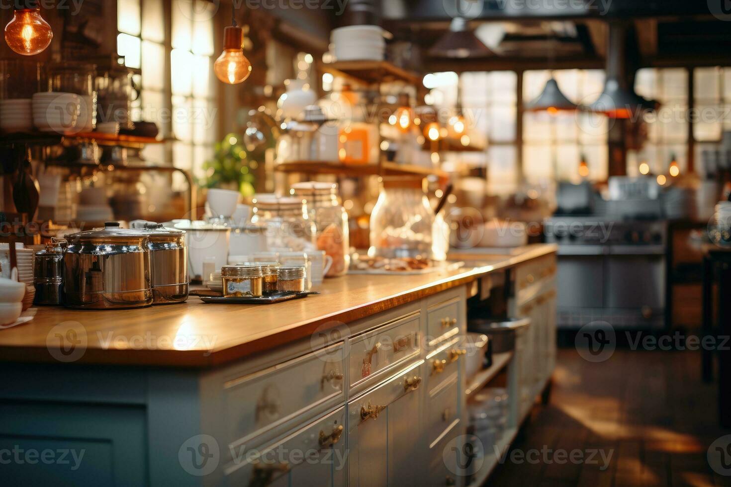 acogedor Mañana situación en el cocina ai generado foto