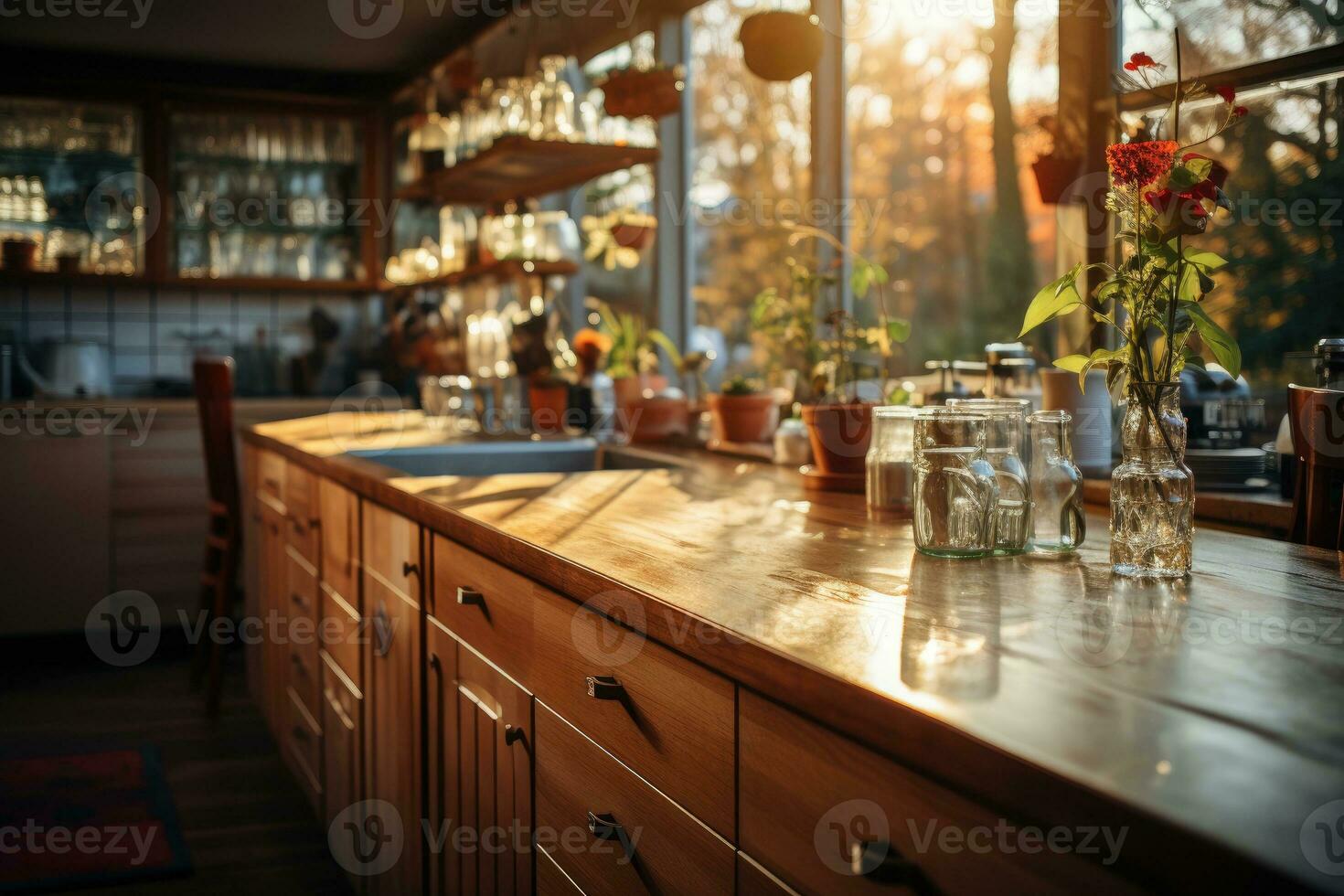 cozy evening situation in the kitchen AI Generated photo