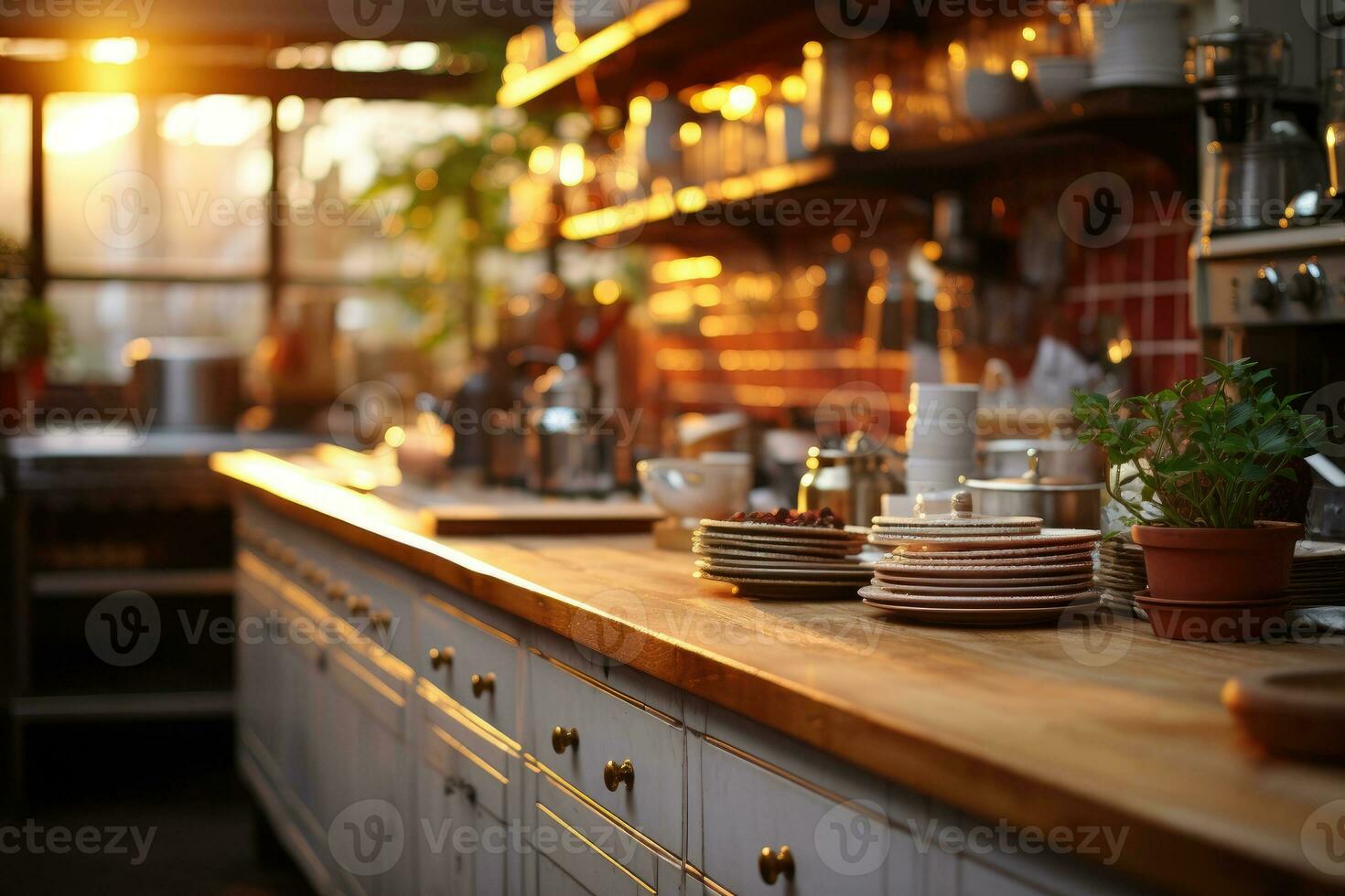 cozy morning situation in the kitchen AI Generated photo