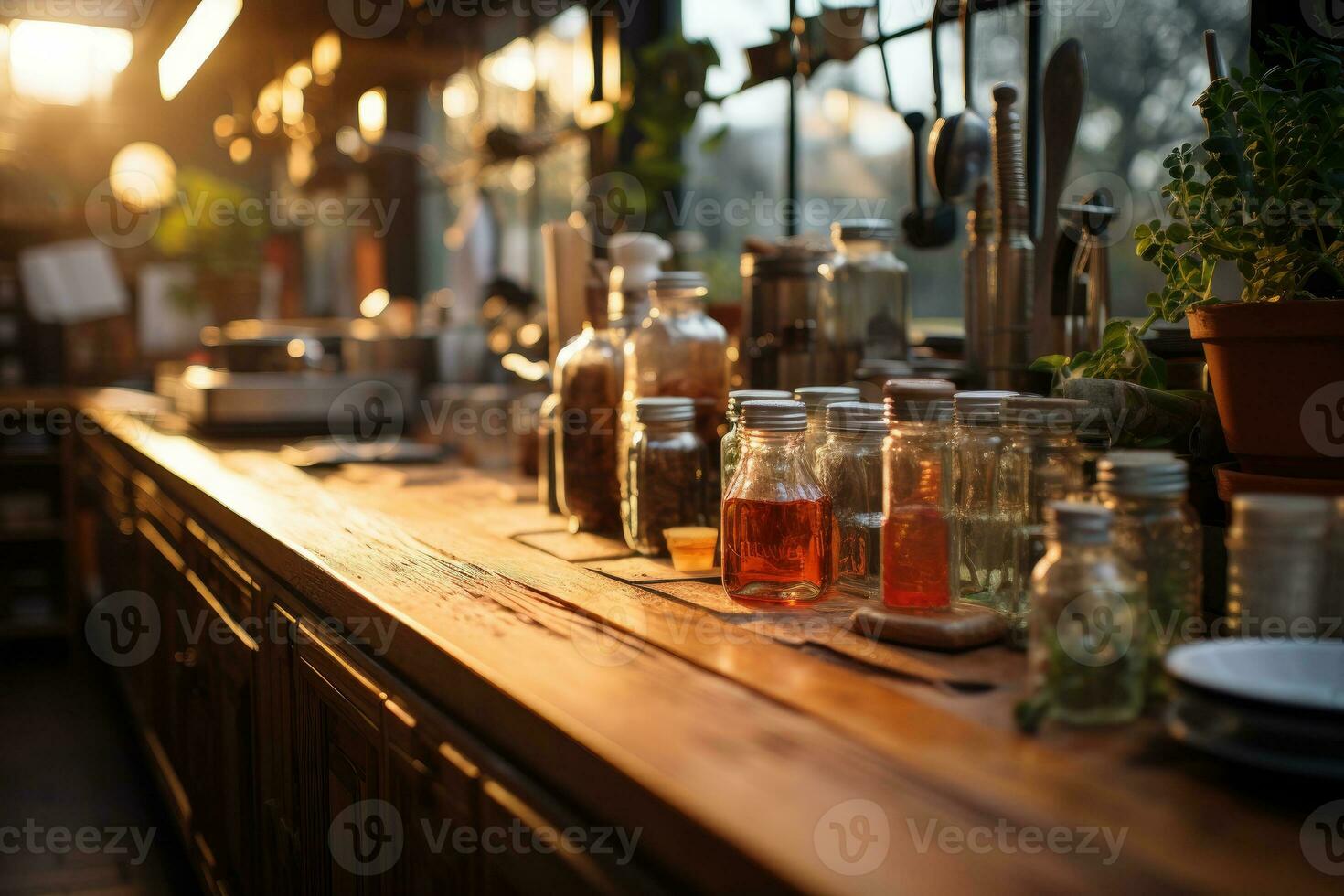 cozy evening situation in the kitchen AI Generated photo