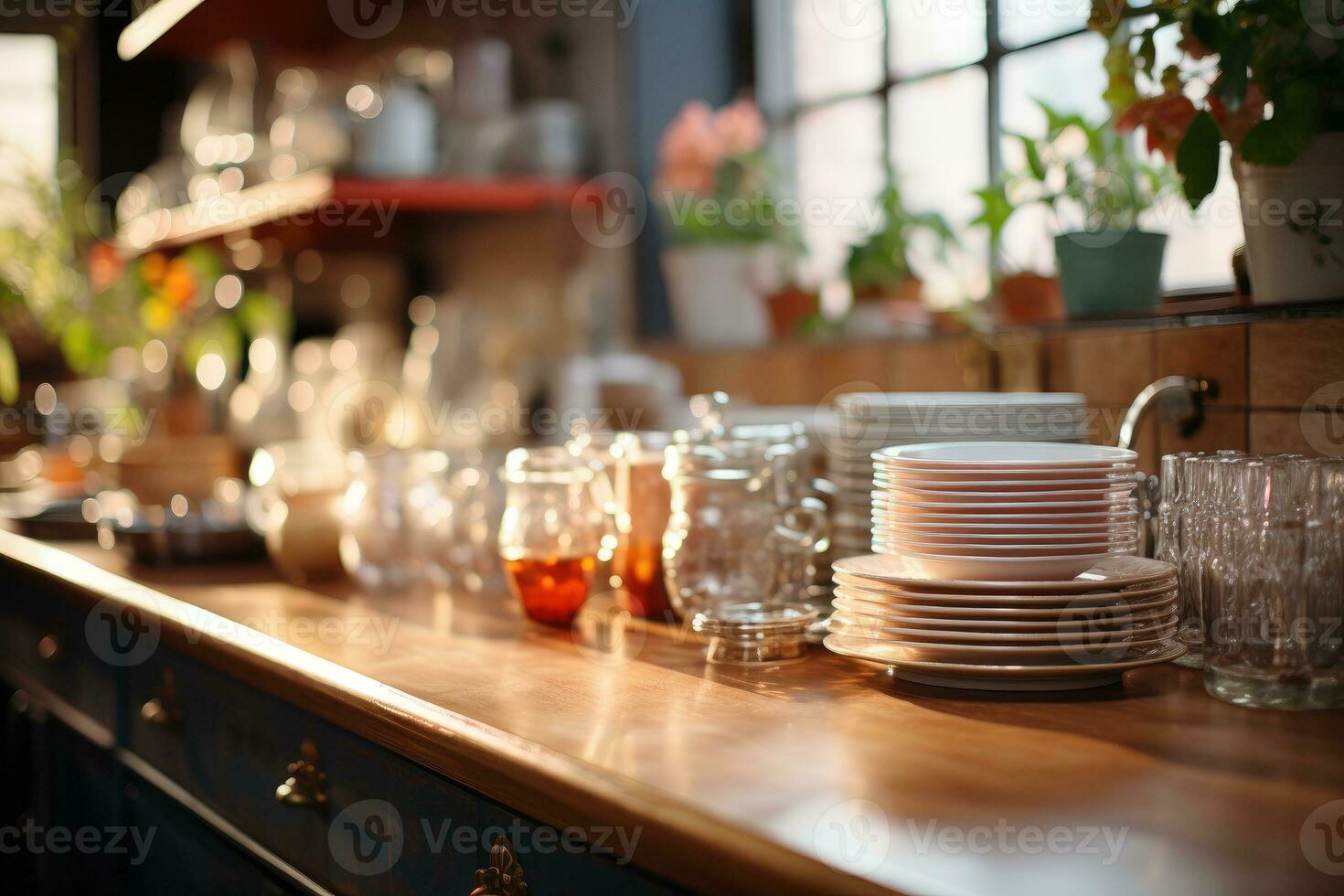 cozy morning situation in the kitchen AI Generated photo
